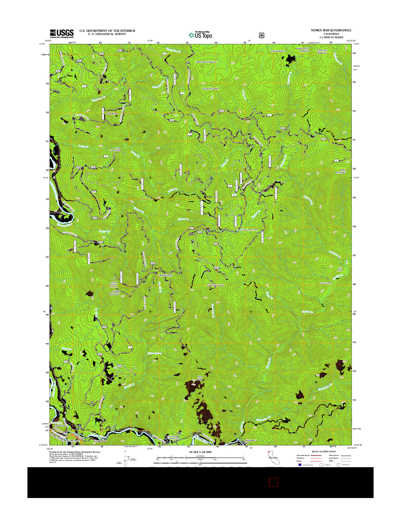 USGS US TOPO 7.5-MINUTE MAP FOR SOMES BAR, CA 2012