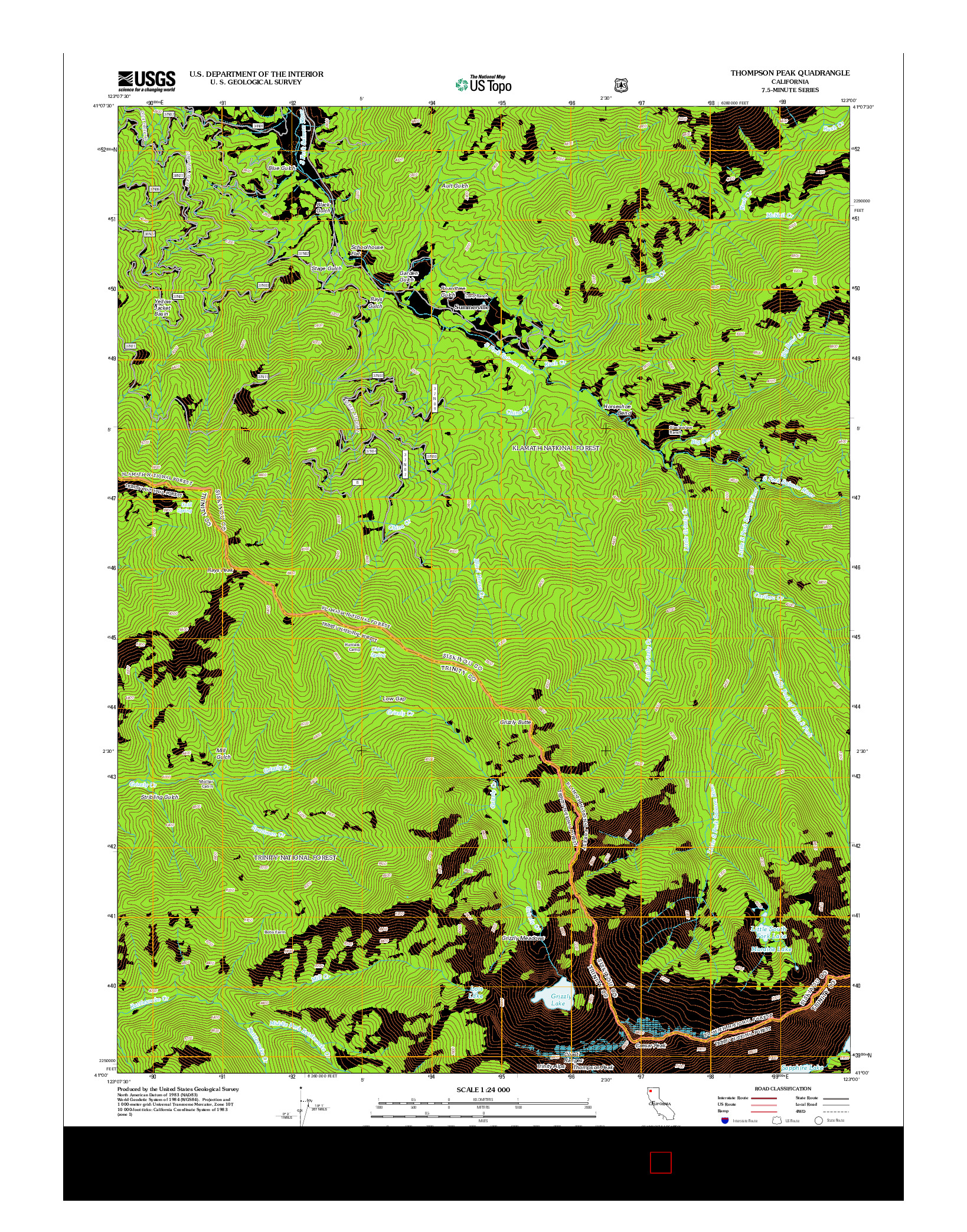 USGS US TOPO 7.5-MINUTE MAP FOR THOMPSON PEAK, CA 2012