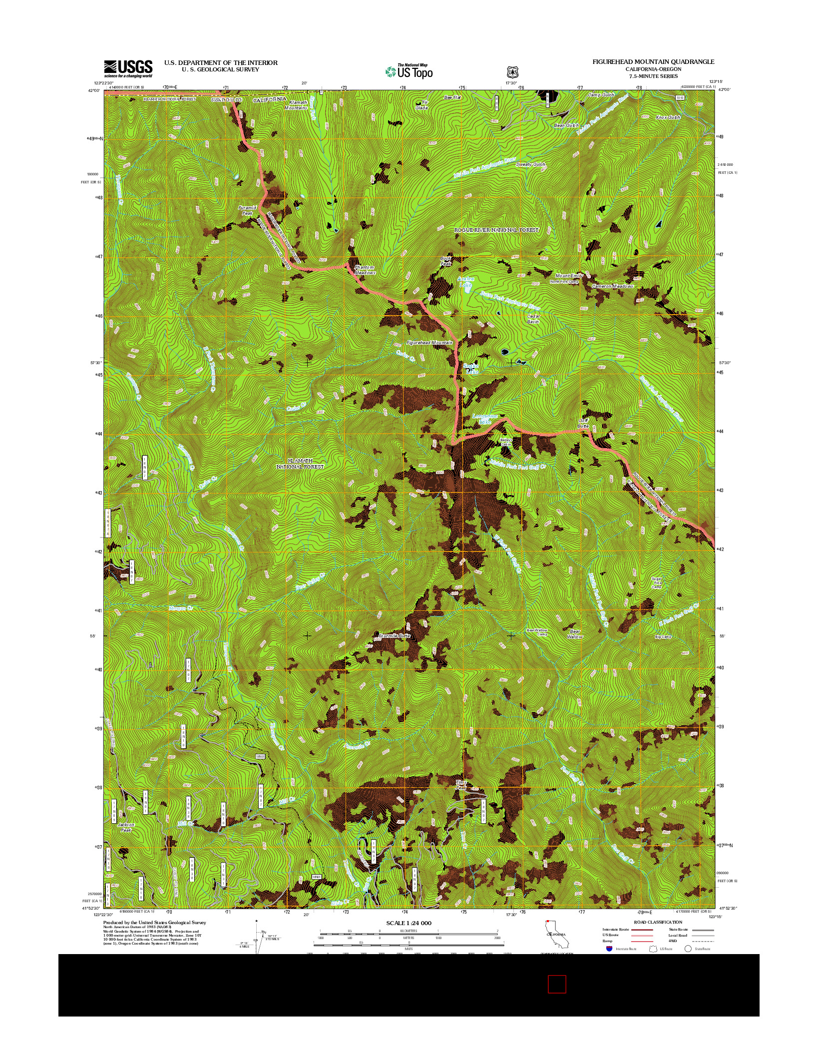 USGS US TOPO 7.5-MINUTE MAP FOR FIGUREHEAD MOUNTAIN, CA-OR 2012