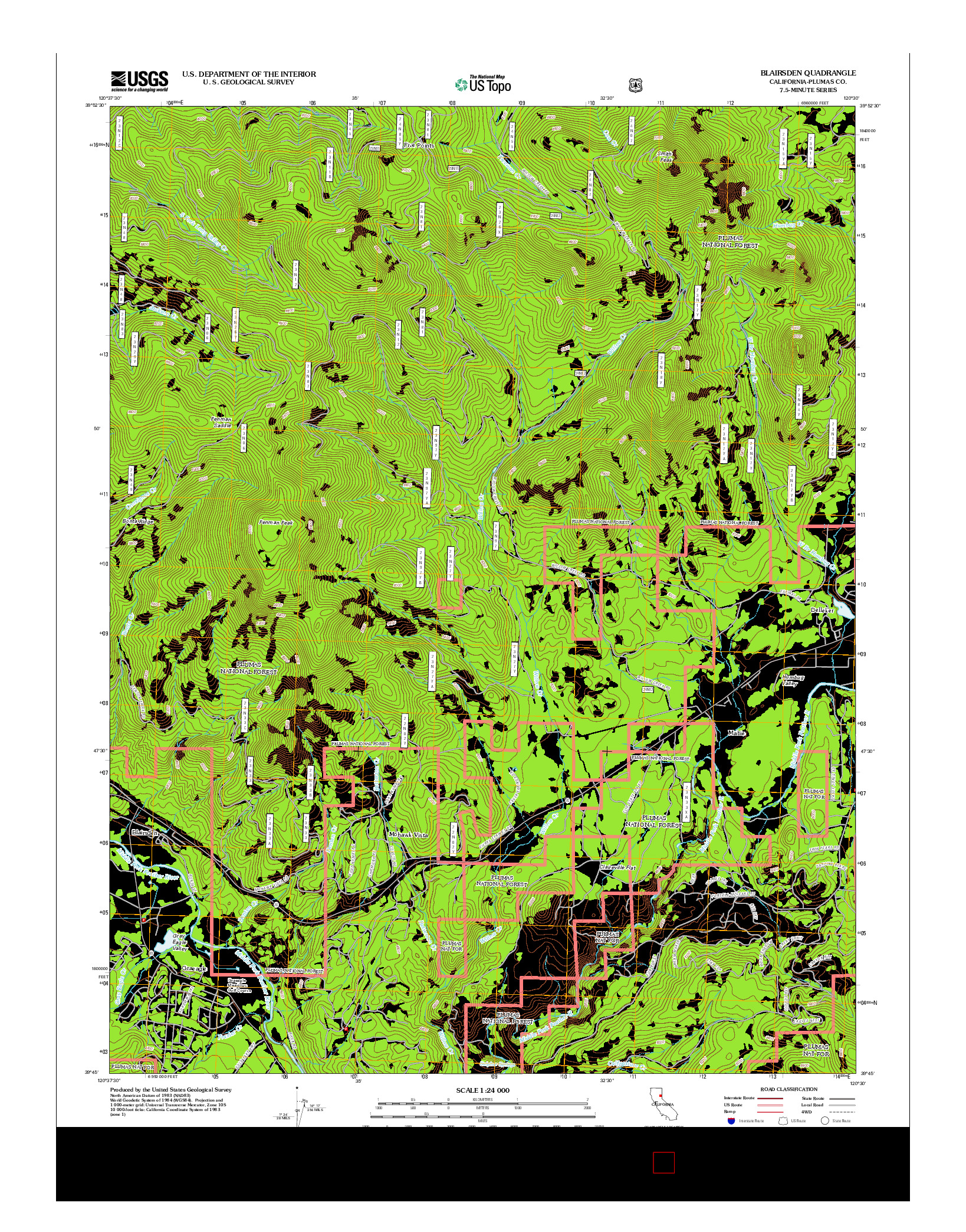 USGS US TOPO 7.5-MINUTE MAP FOR BLAIRSDEN, CA 2012