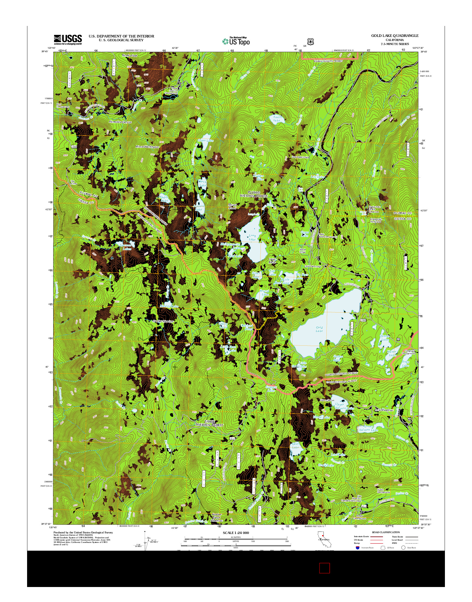 USGS US TOPO 7.5-MINUTE MAP FOR GOLD LAKE, CA 2012