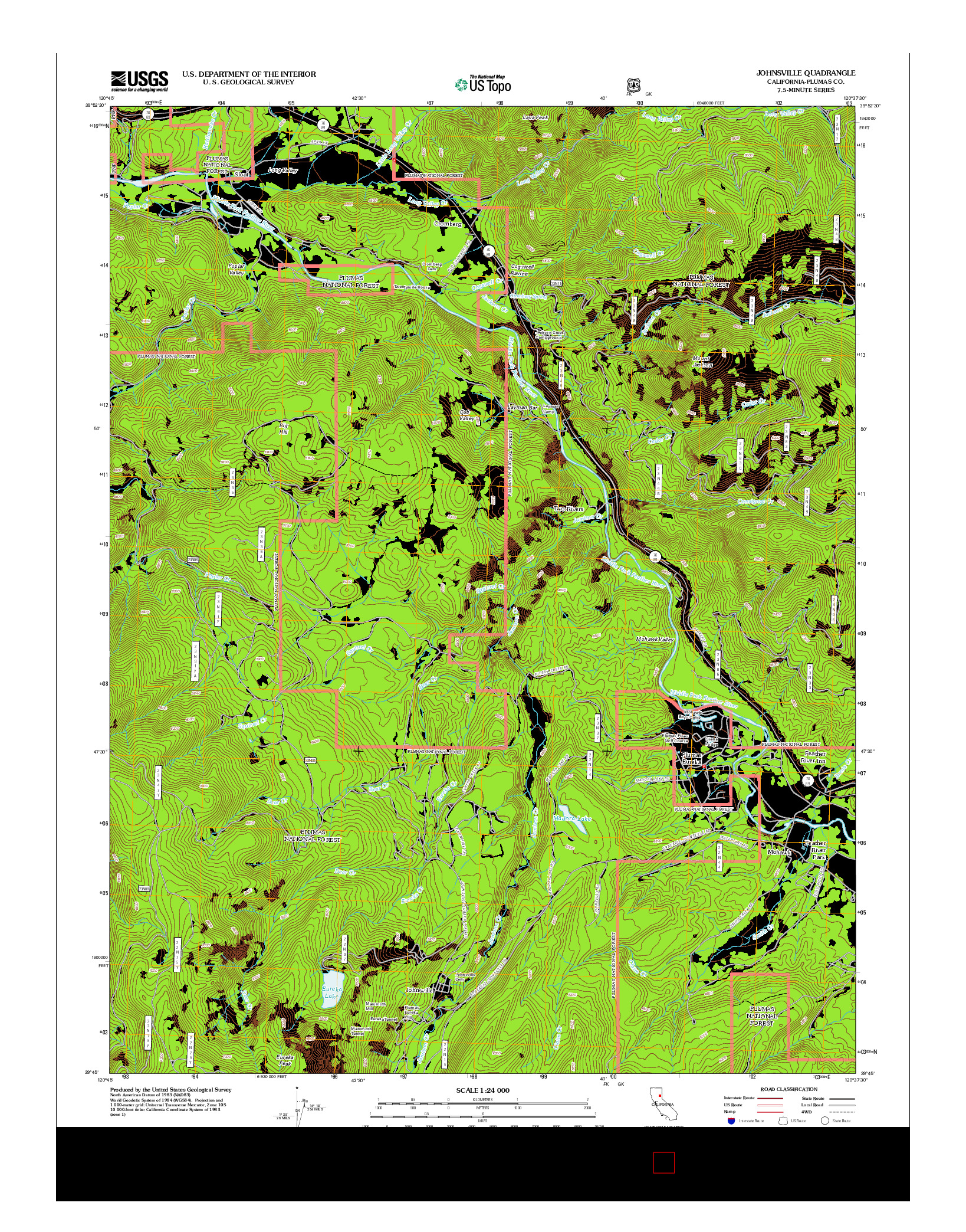 USGS US TOPO 7.5-MINUTE MAP FOR JOHNSVILLE, CA 2012