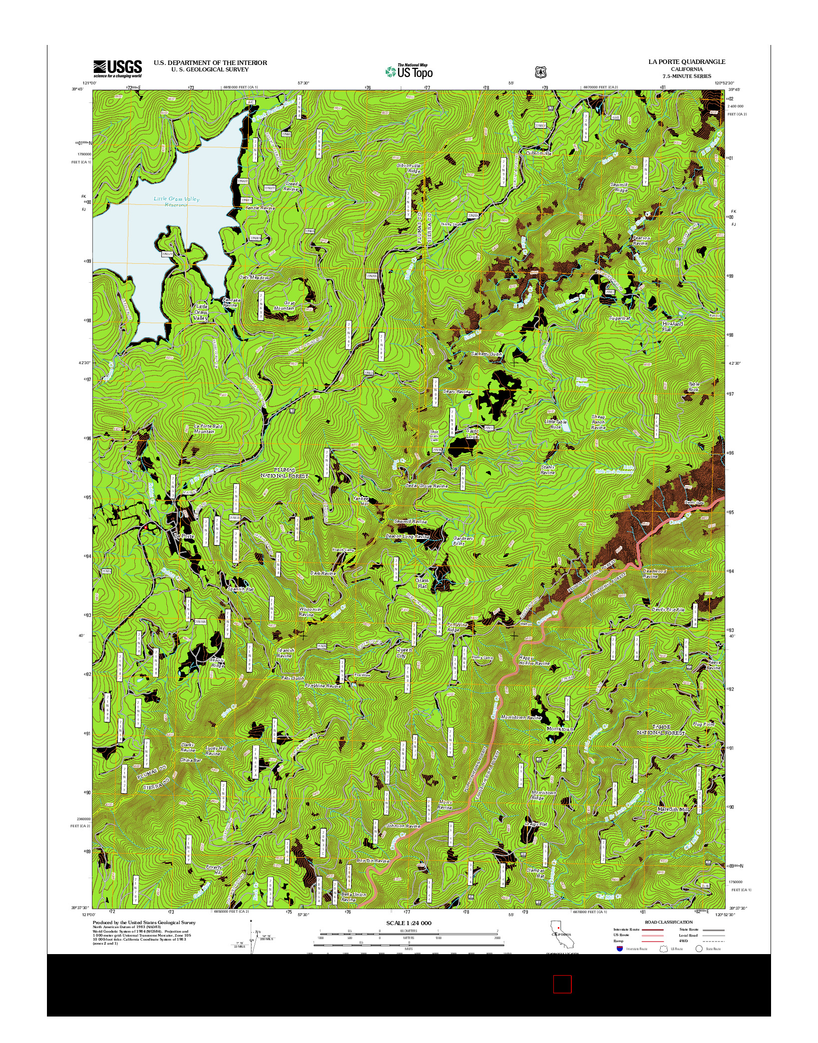 USGS US TOPO 7.5-MINUTE MAP FOR LA PORTE, CA 2012