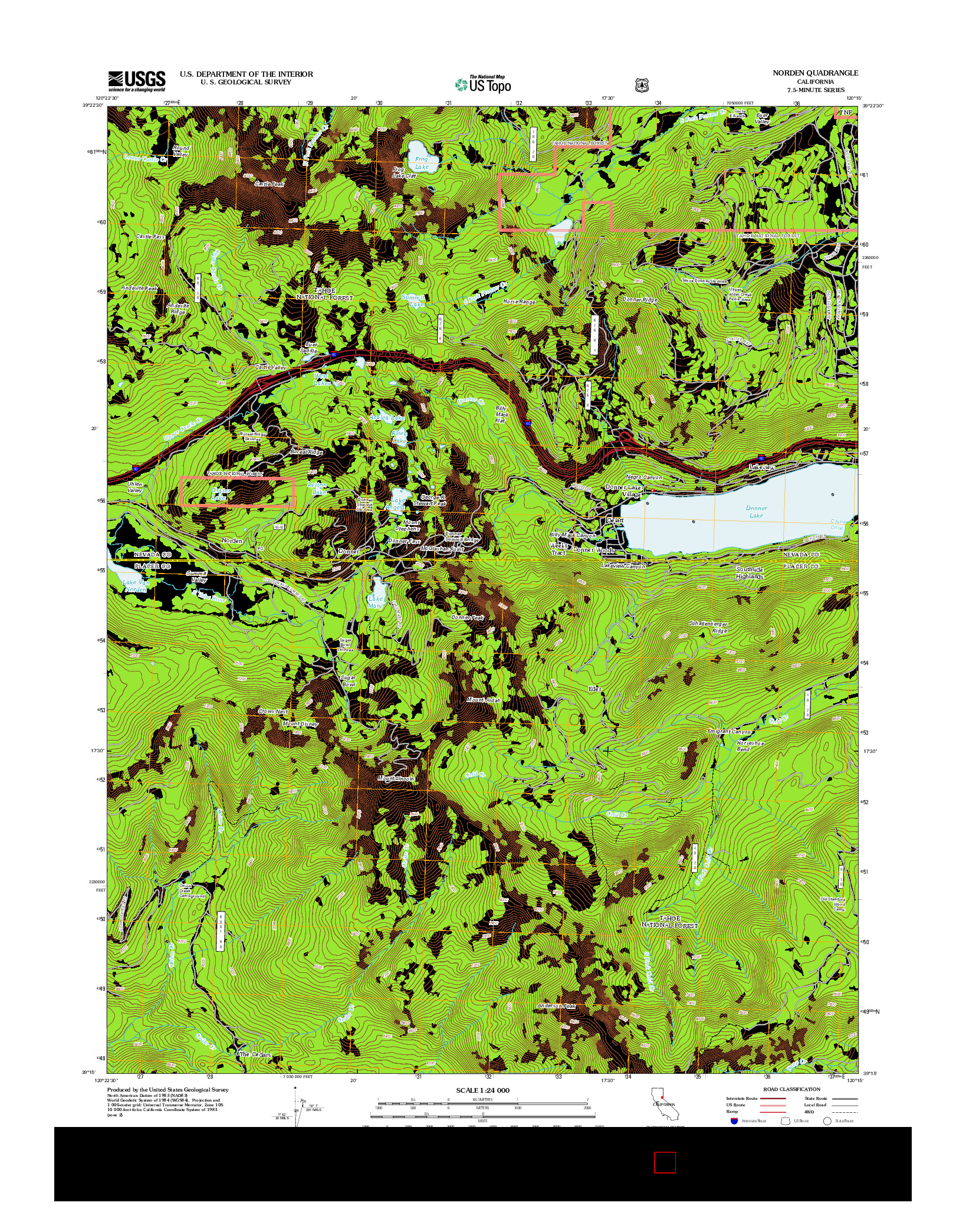 USGS US TOPO 7.5-MINUTE MAP FOR NORDEN, CA 2012