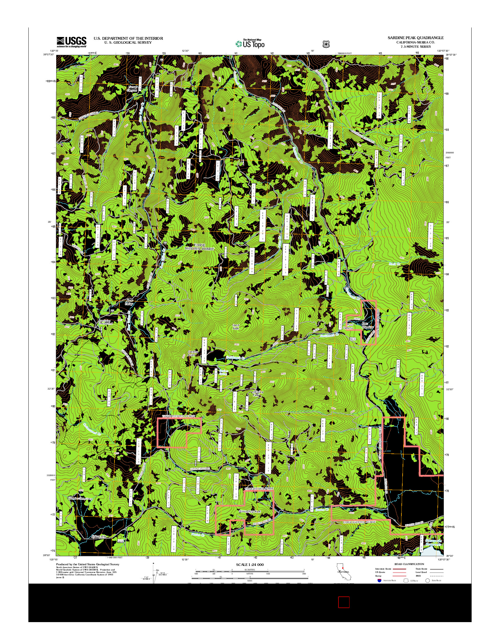 USGS US TOPO 7.5-MINUTE MAP FOR SARDINE PEAK, CA 2012
