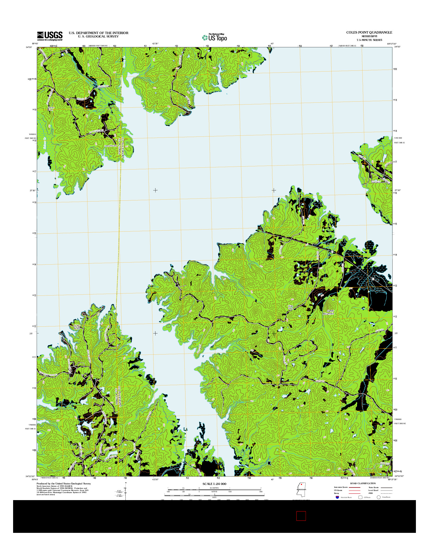 USGS US TOPO 7.5-MINUTE MAP FOR COLES POINT, MS 2012