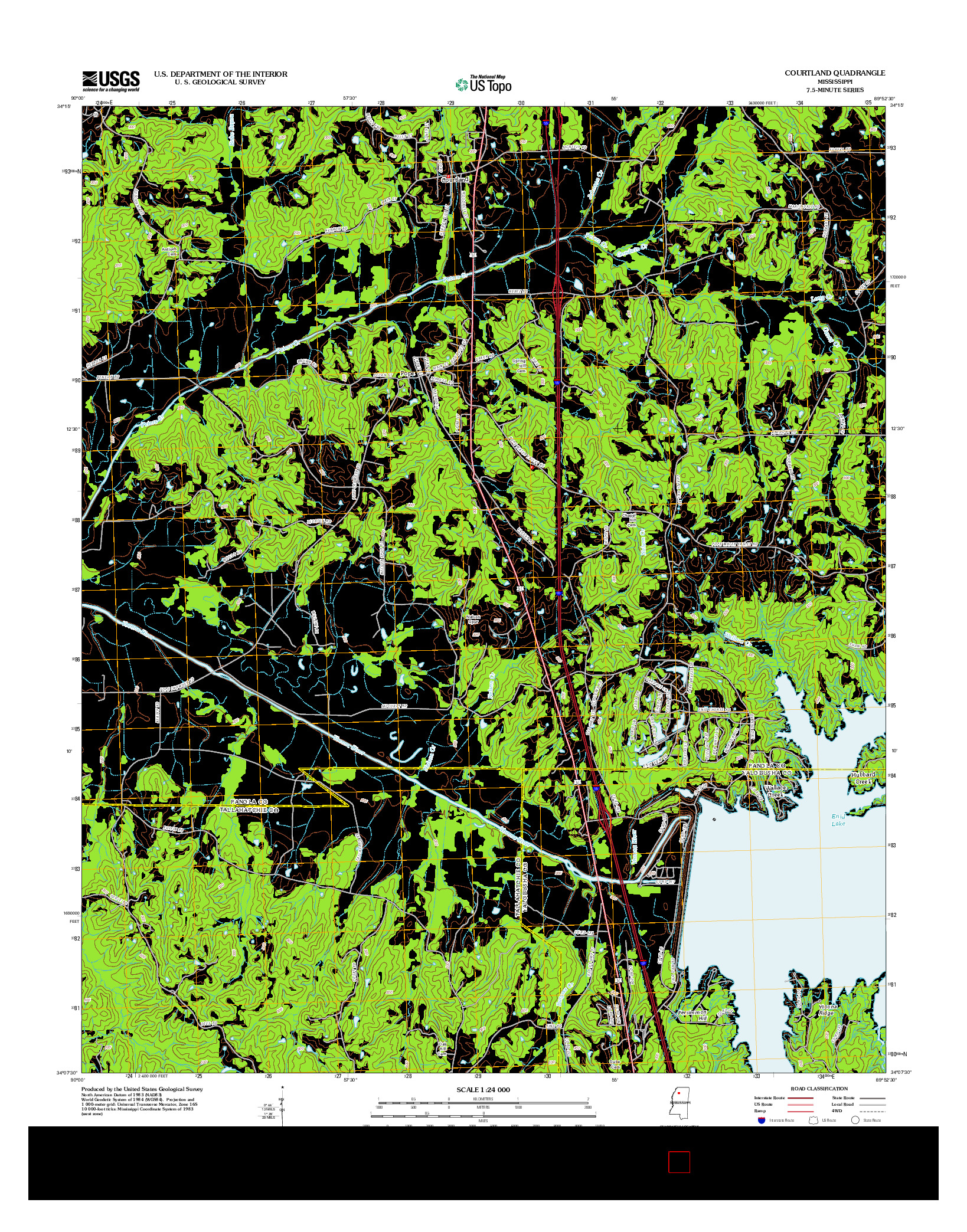USGS US TOPO 7.5-MINUTE MAP FOR COURTLAND, MS 2012