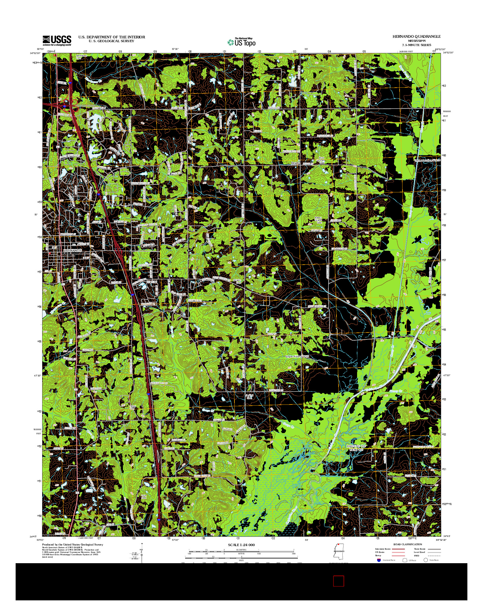 USGS US TOPO 7.5-MINUTE MAP FOR HERNANDO, MS 2012