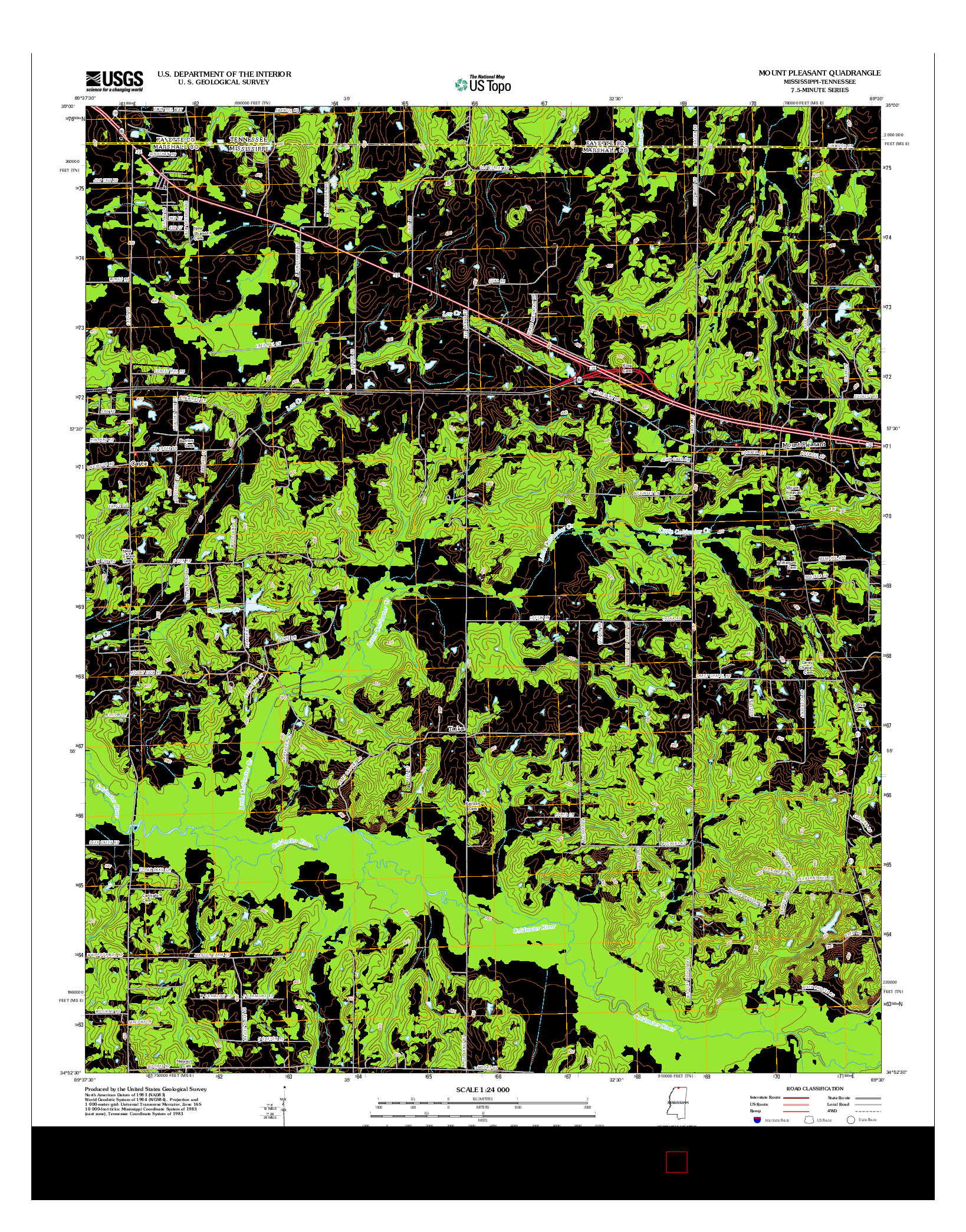 USGS US TOPO 7.5-MINUTE MAP FOR MOUNT PLEASANT, MS-TN 2012