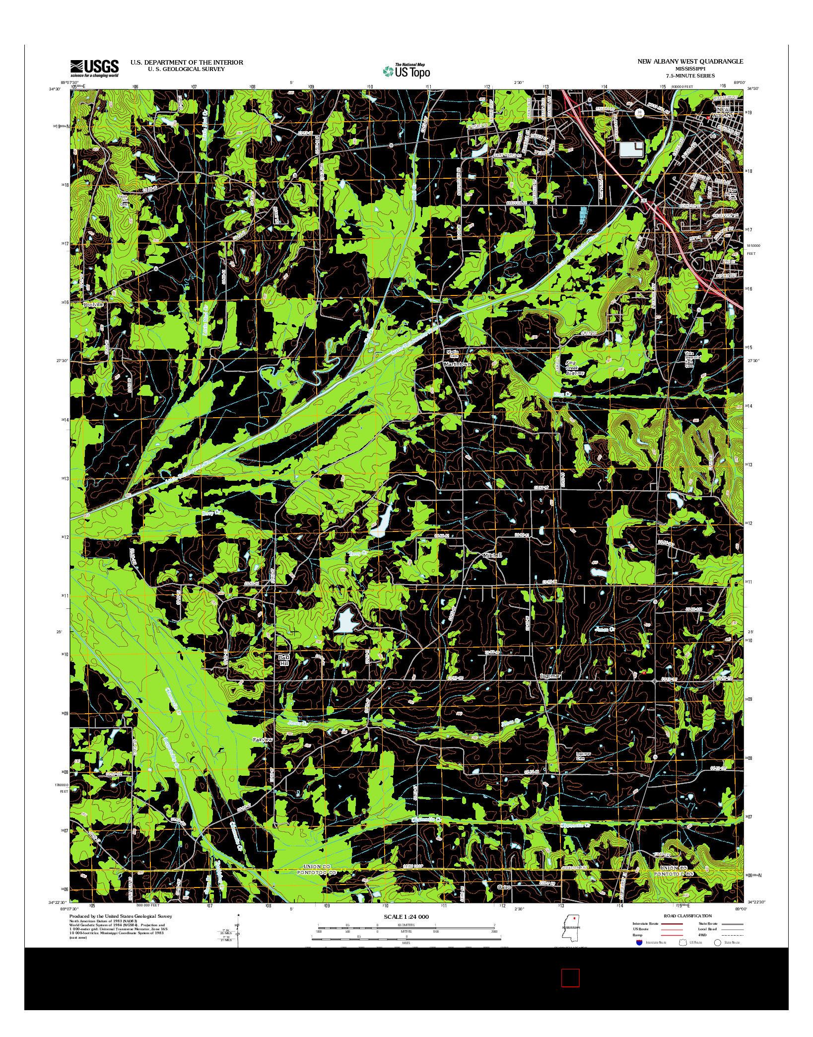 USGS US TOPO 7.5-MINUTE MAP FOR NEW ALBANY WEST, MS 2012