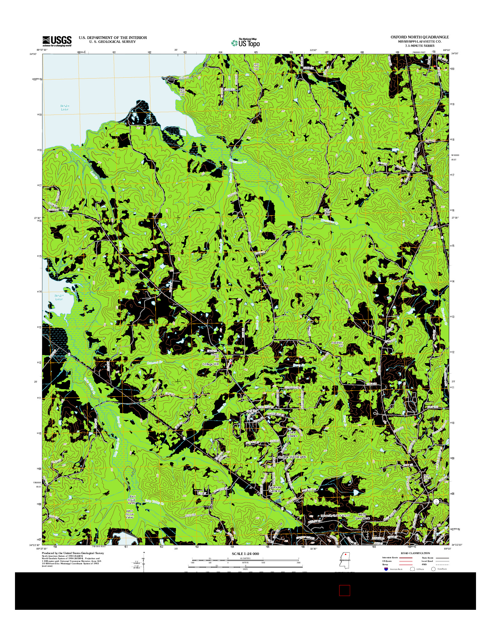 USGS US TOPO 7.5-MINUTE MAP FOR OXFORD NORTH, MS 2012