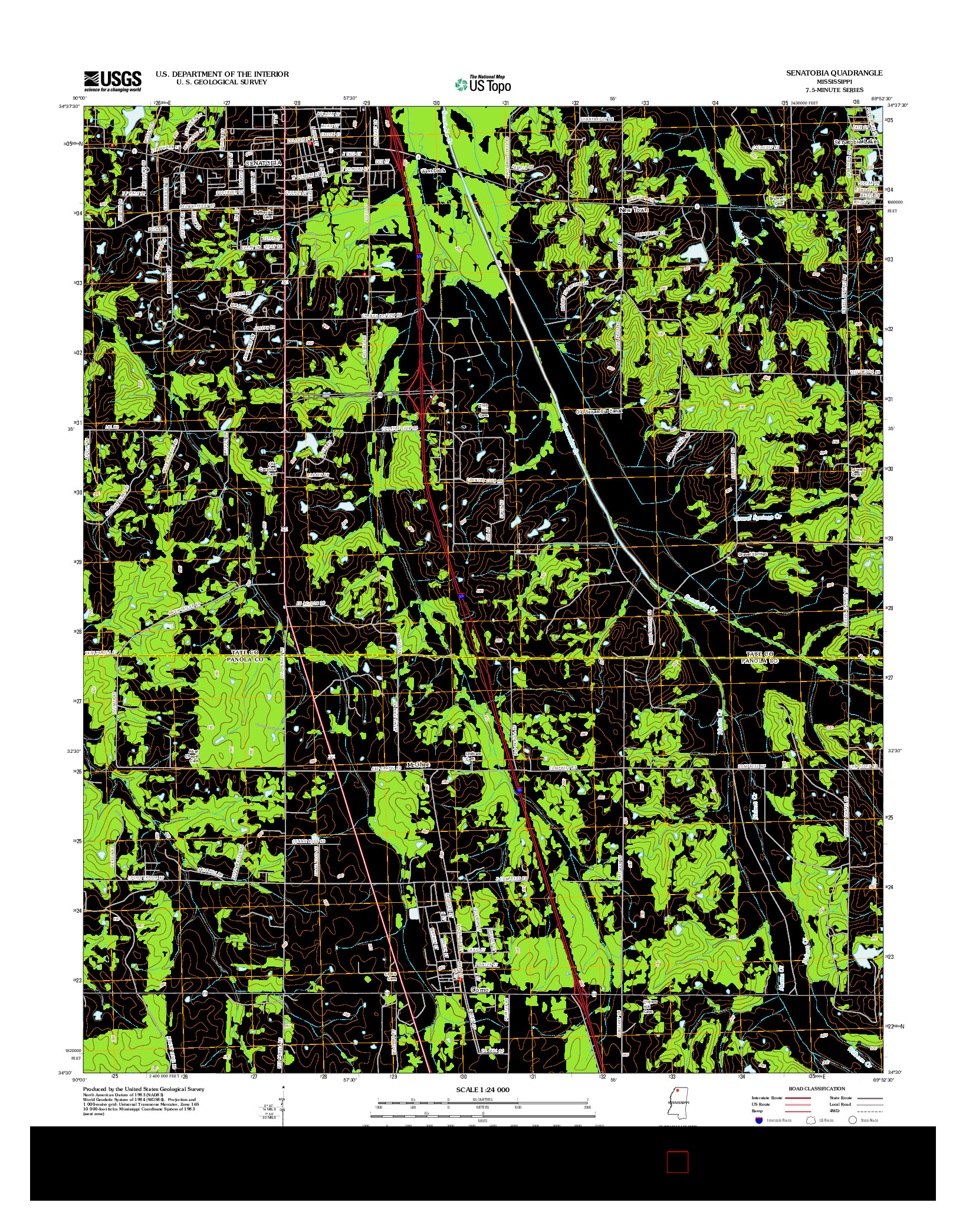 USGS US TOPO 7.5-MINUTE MAP FOR SENATOBIA, MS 2012