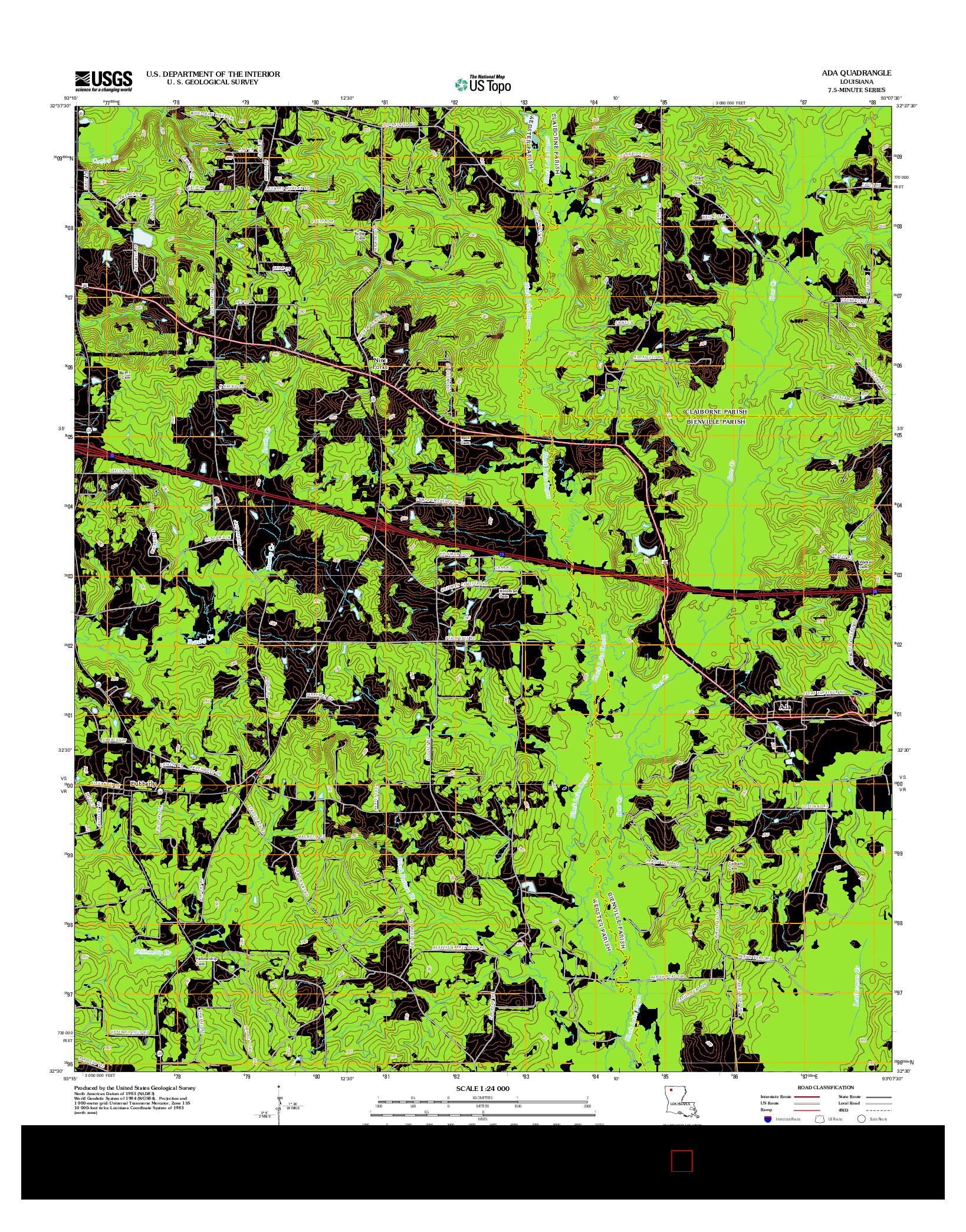 USGS US TOPO 7.5-MINUTE MAP FOR ADA, LA 2012
