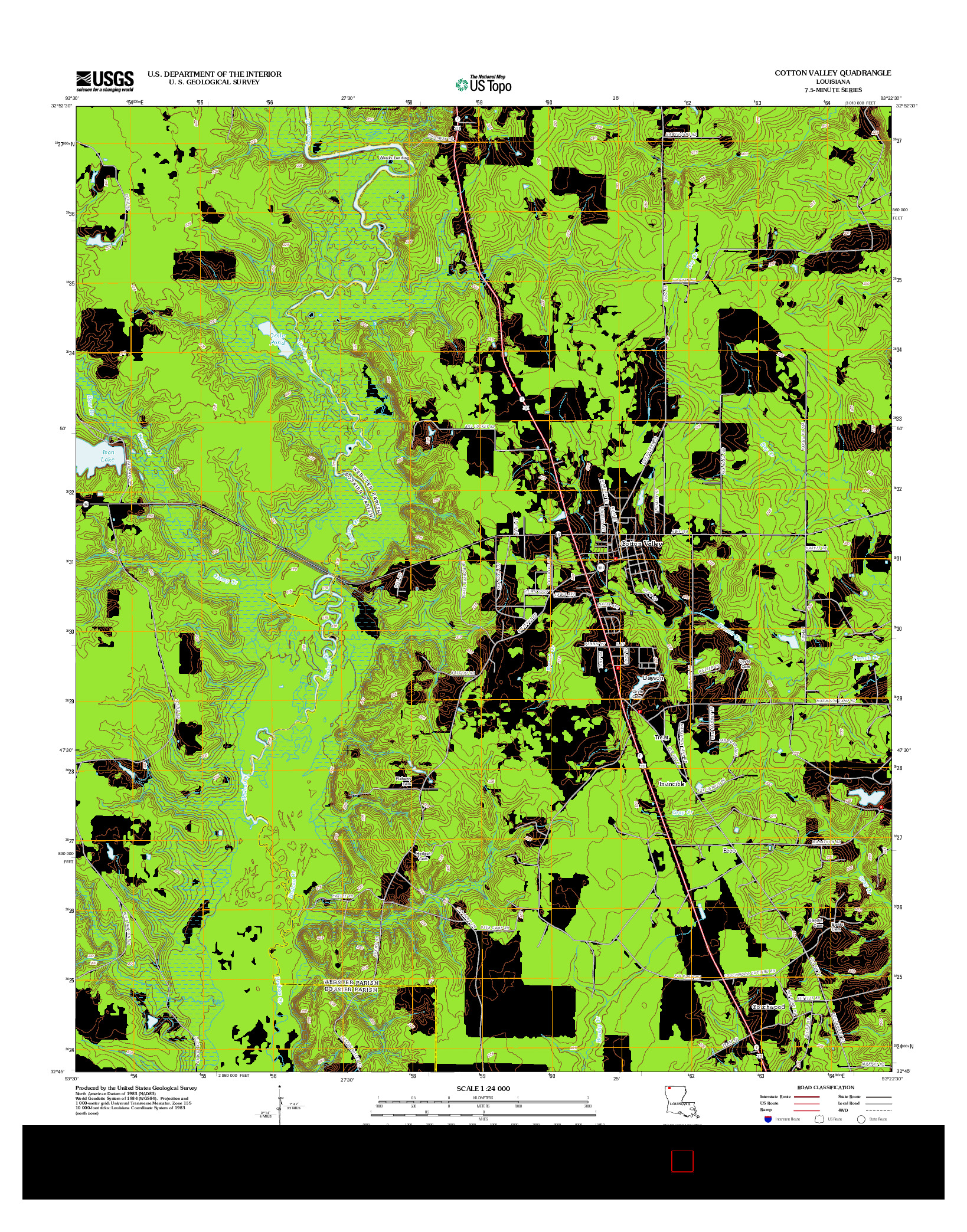 USGS US TOPO 7.5-MINUTE MAP FOR COTTON VALLEY, LA 2012