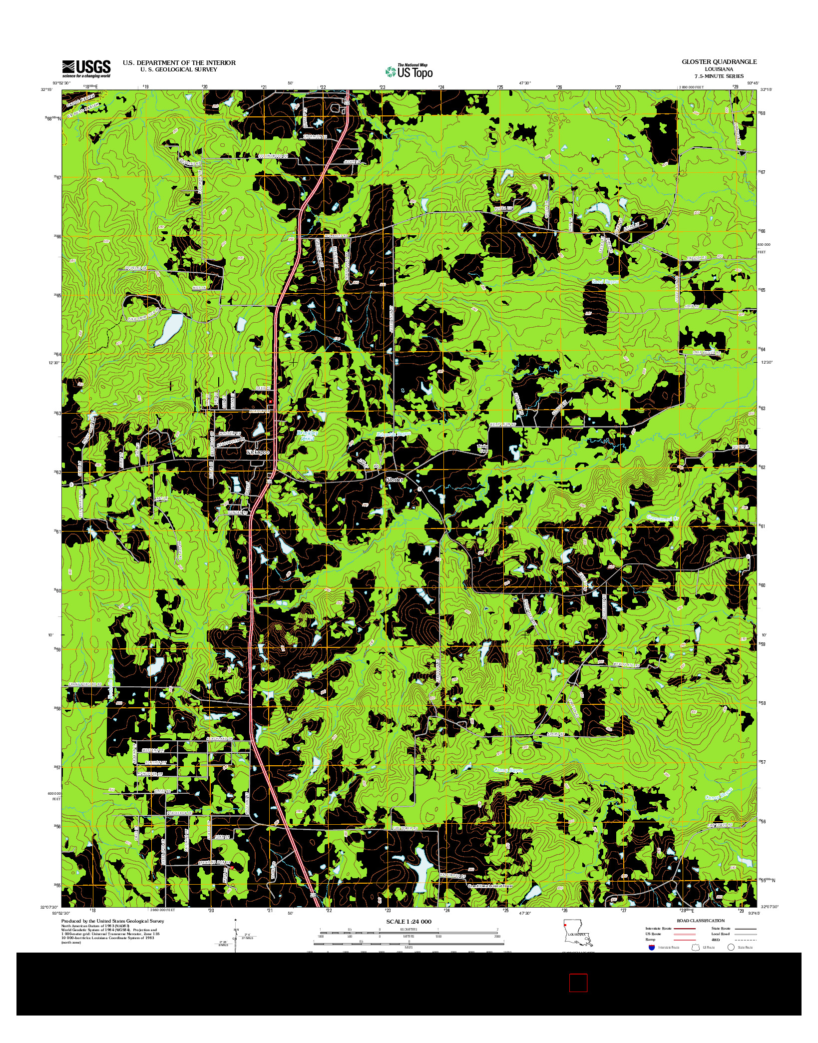 USGS US TOPO 7.5-MINUTE MAP FOR GLOSTER, LA 2012