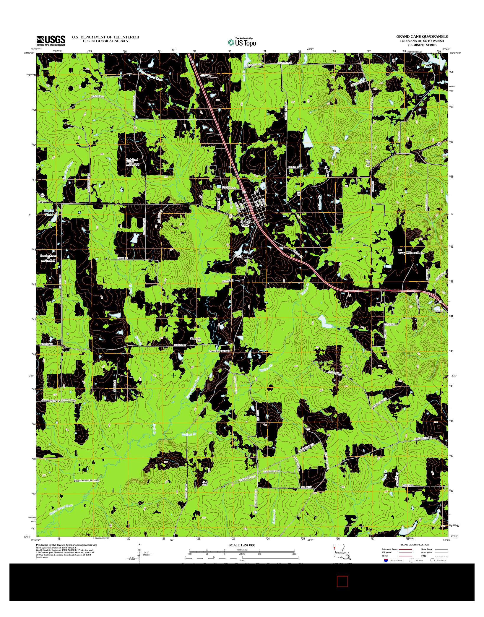 USGS US TOPO 7.5-MINUTE MAP FOR GRAND CANE, LA 2012