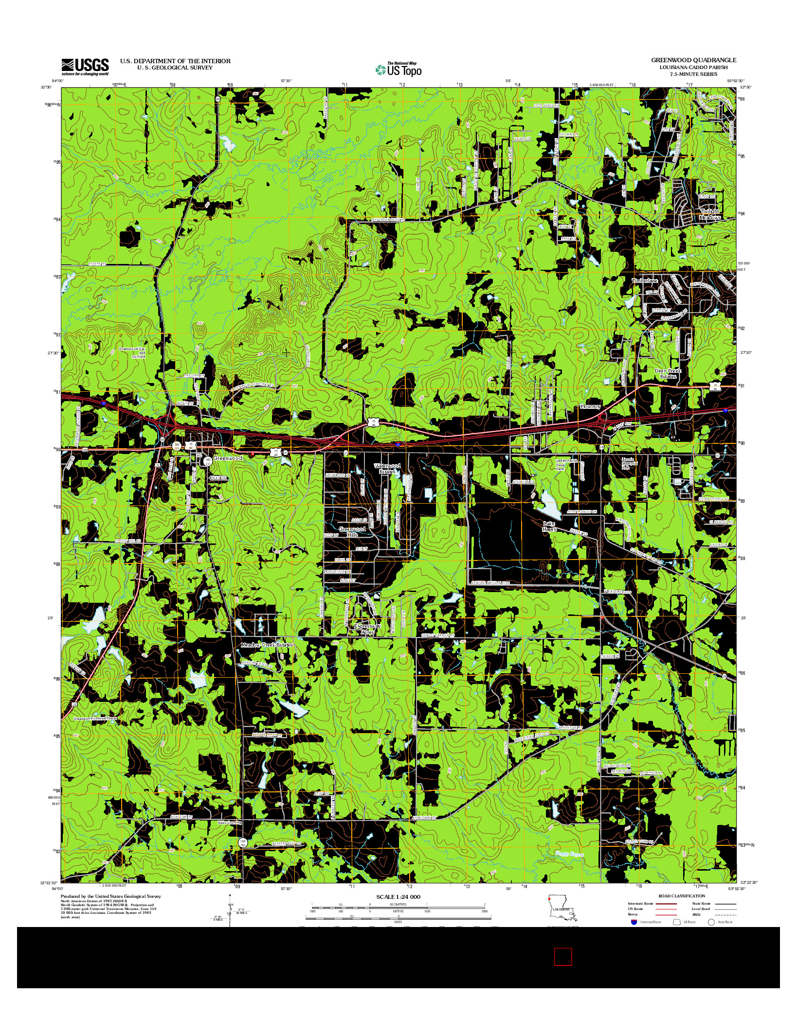 USGS US TOPO 7.5-MINUTE MAP FOR GREENWOOD, LA 2012