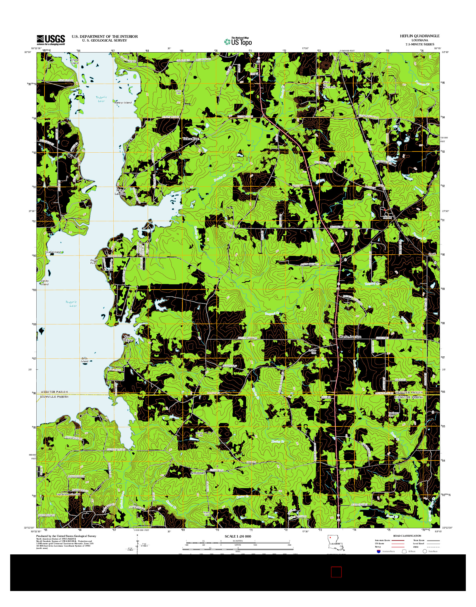 USGS US TOPO 7.5-MINUTE MAP FOR HEFLIN, LA 2012