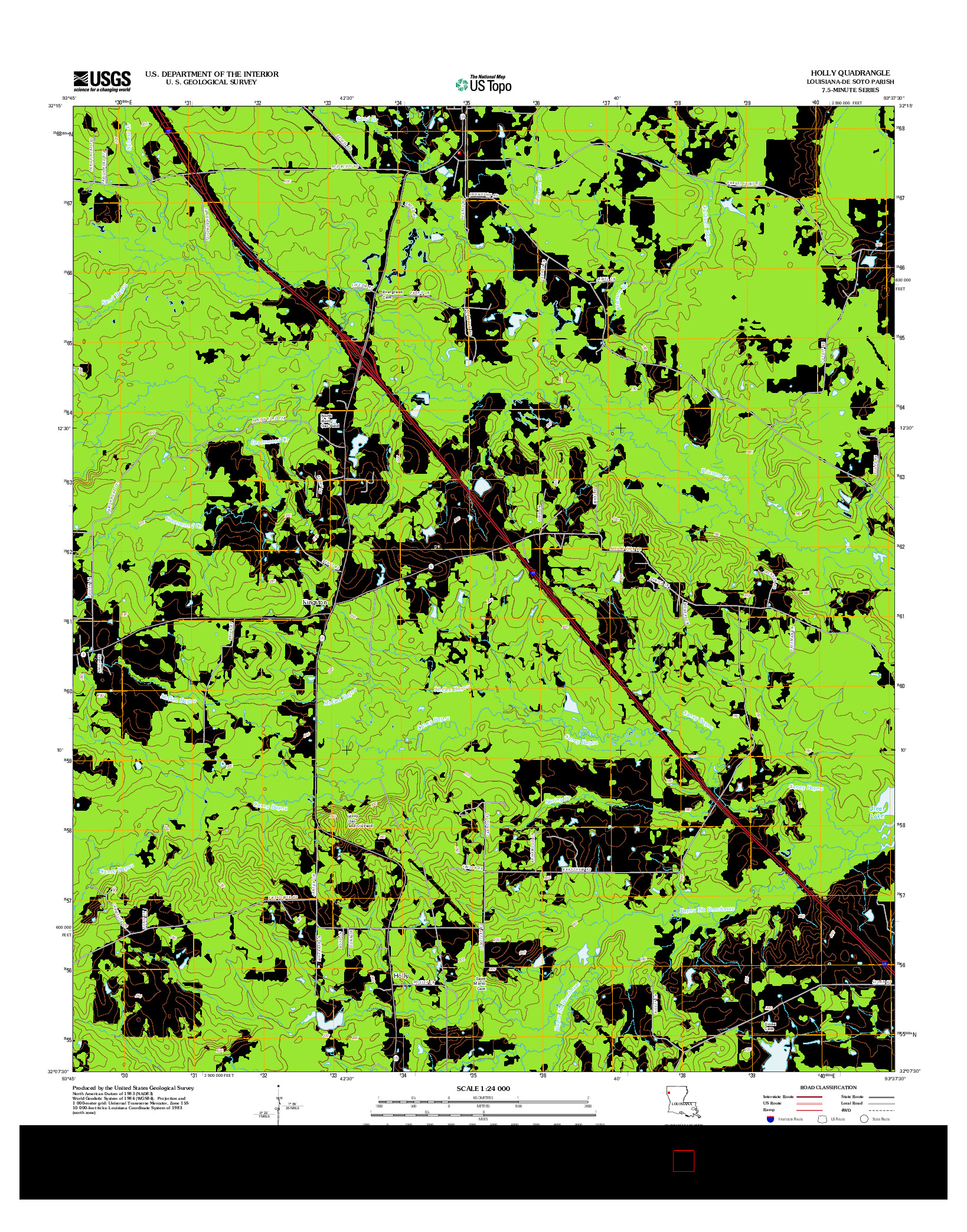 USGS US TOPO 7.5-MINUTE MAP FOR HOLLY, LA 2012