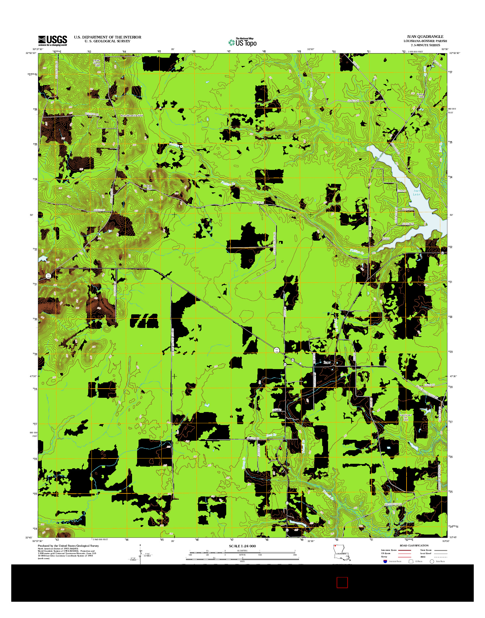 USGS US TOPO 7.5-MINUTE MAP FOR IVAN, LA 2012