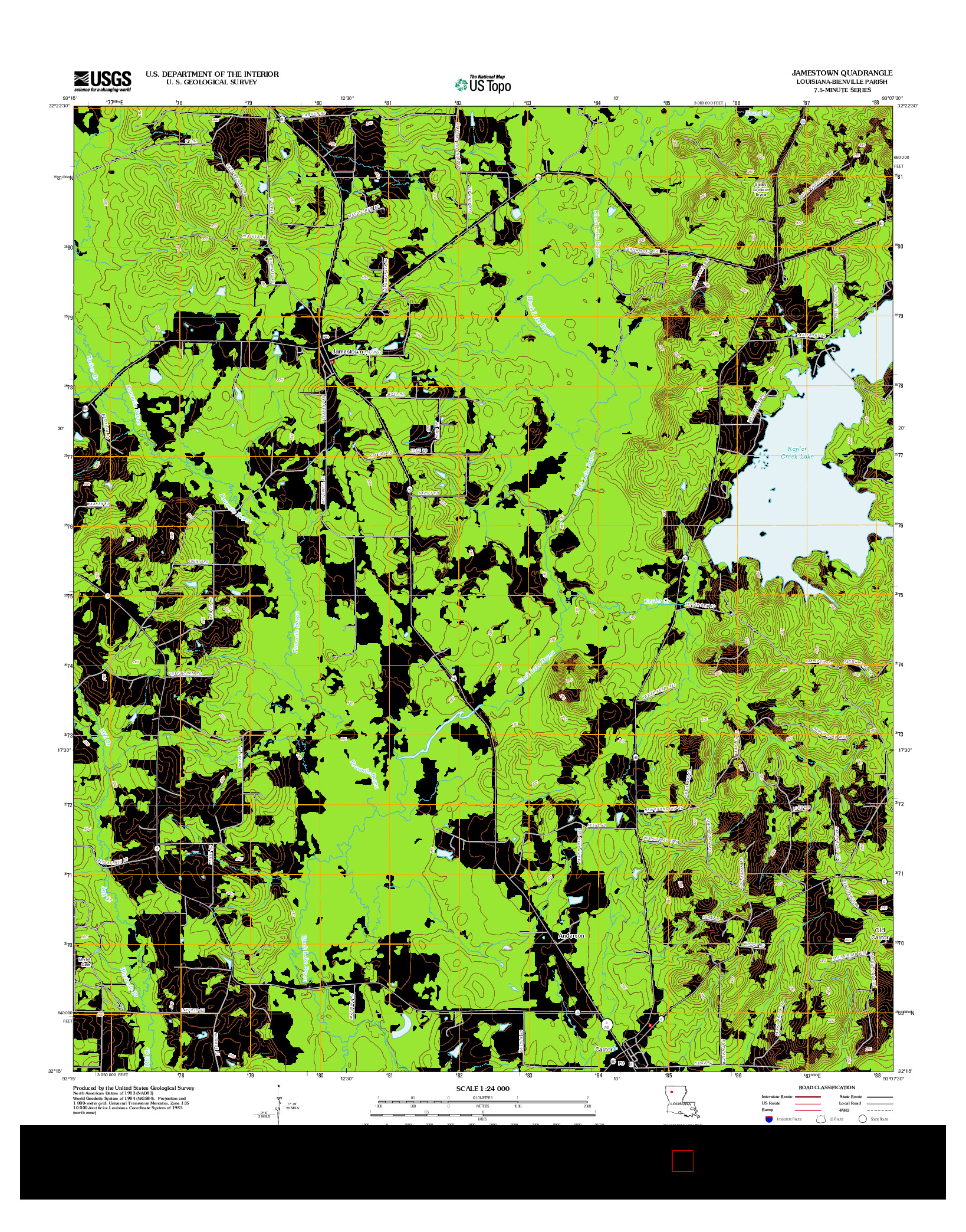 USGS US TOPO 7.5-MINUTE MAP FOR JAMESTOWN, LA 2012