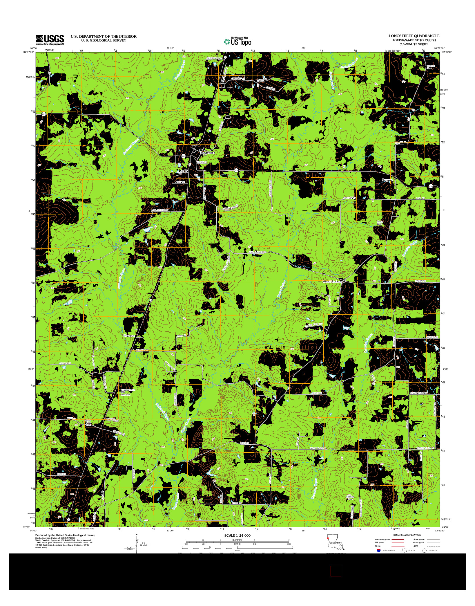 USGS US TOPO 7.5-MINUTE MAP FOR LONGSTREET, LA 2012