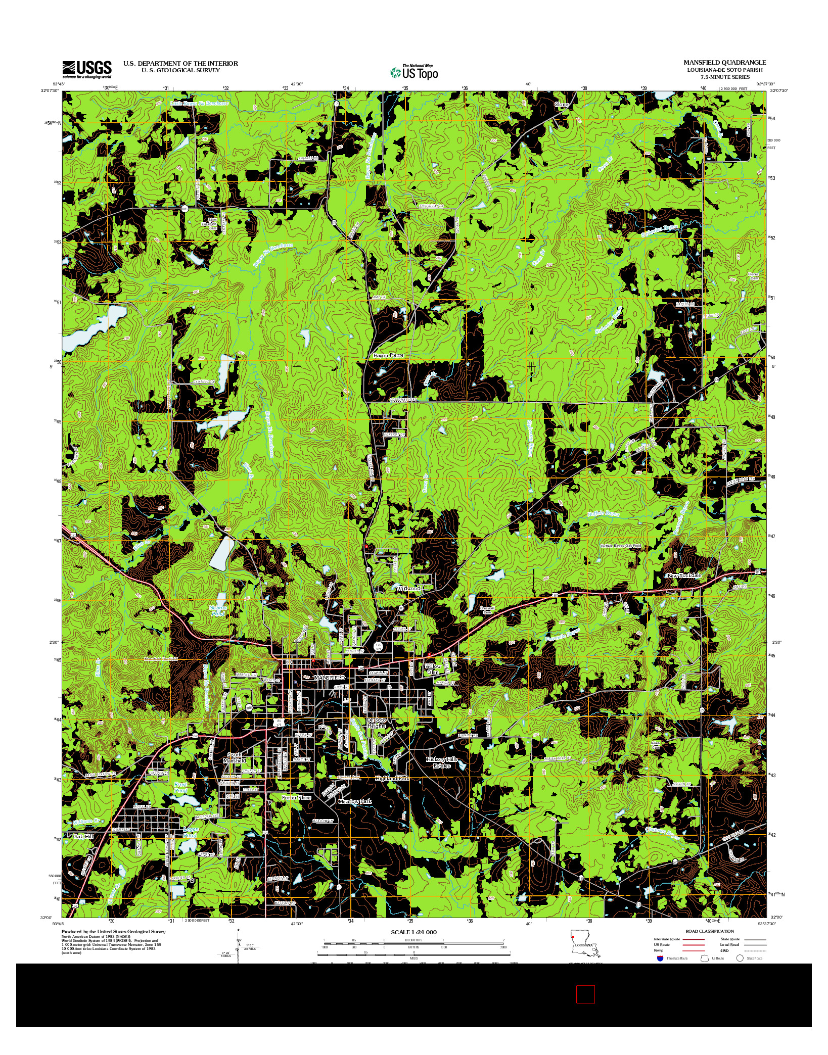 USGS US TOPO 7.5-MINUTE MAP FOR MANSFIELD, LA 2012