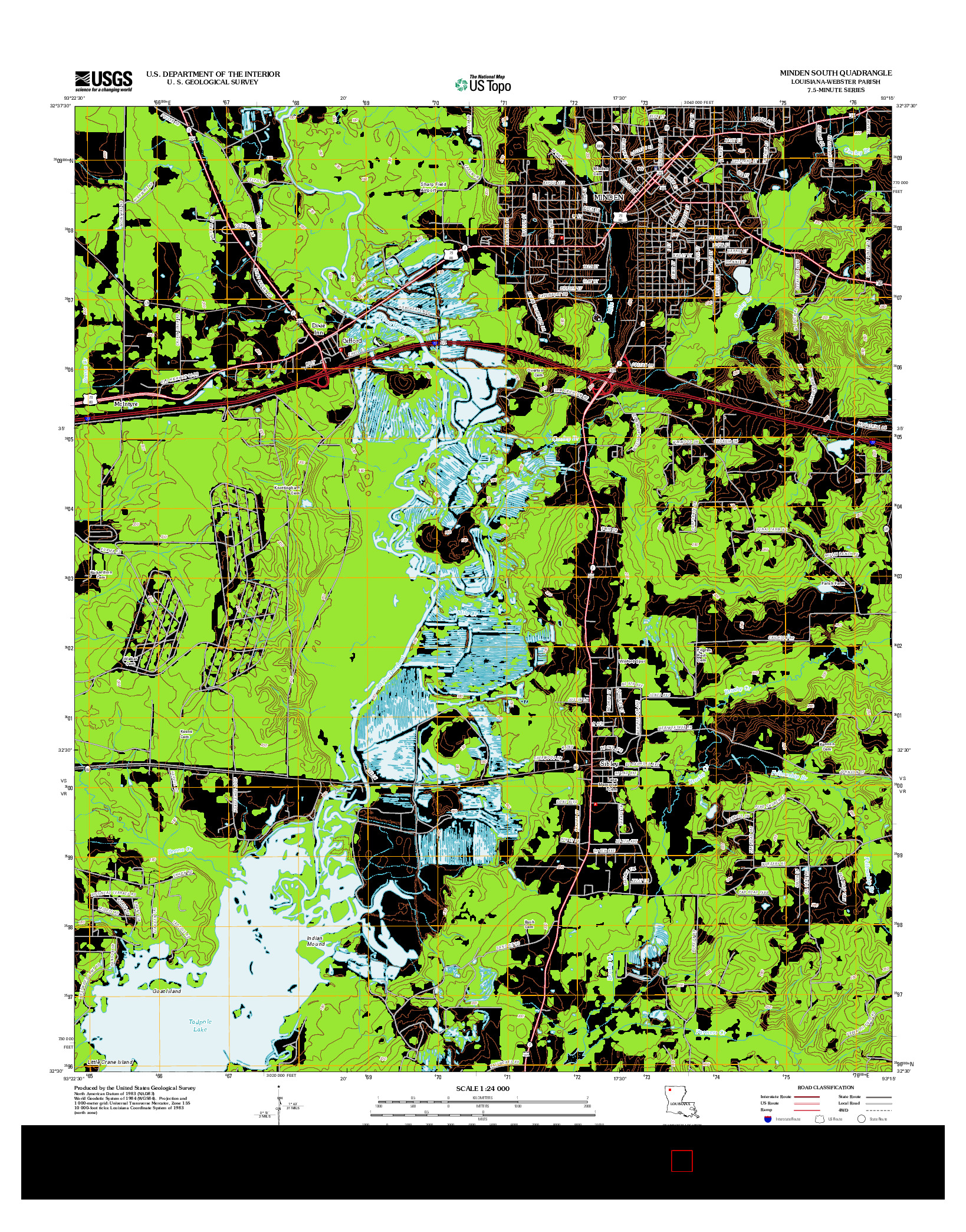 USGS US TOPO 7.5-MINUTE MAP FOR MINDEN SOUTH, LA 2012