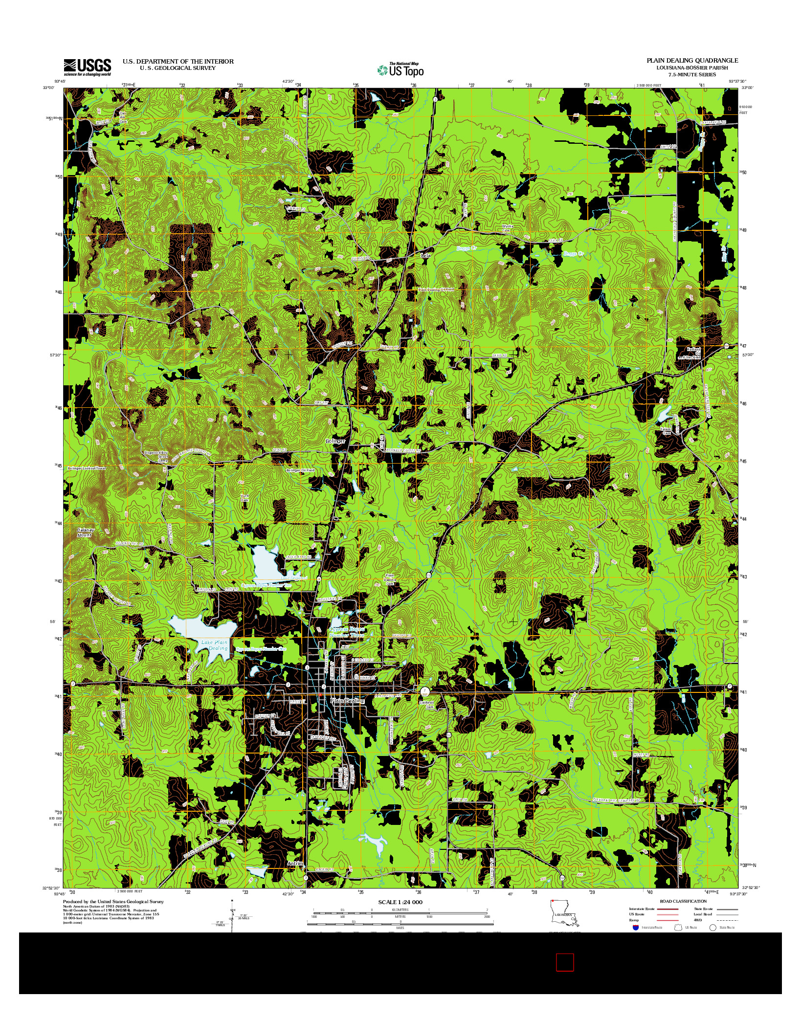 USGS US TOPO 7.5-MINUTE MAP FOR PLAIN DEALING, LA 2012