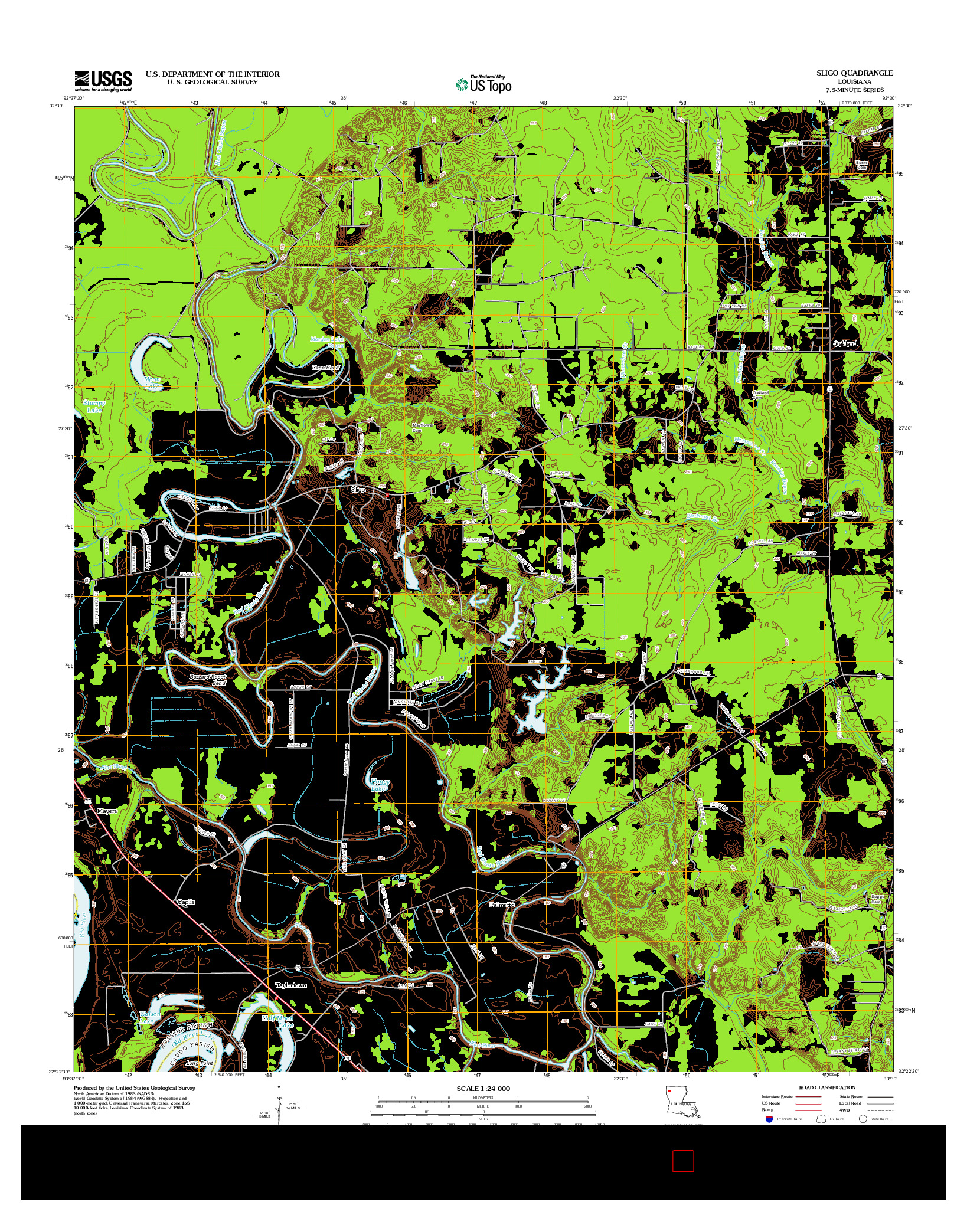 USGS US TOPO 7.5-MINUTE MAP FOR SLIGO, LA 2012
