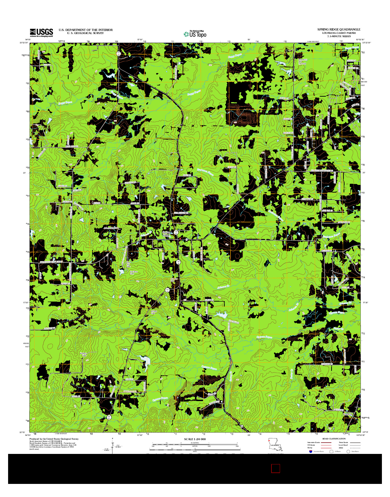 USGS US TOPO 7.5-MINUTE MAP FOR SPRING RIDGE, LA 2012