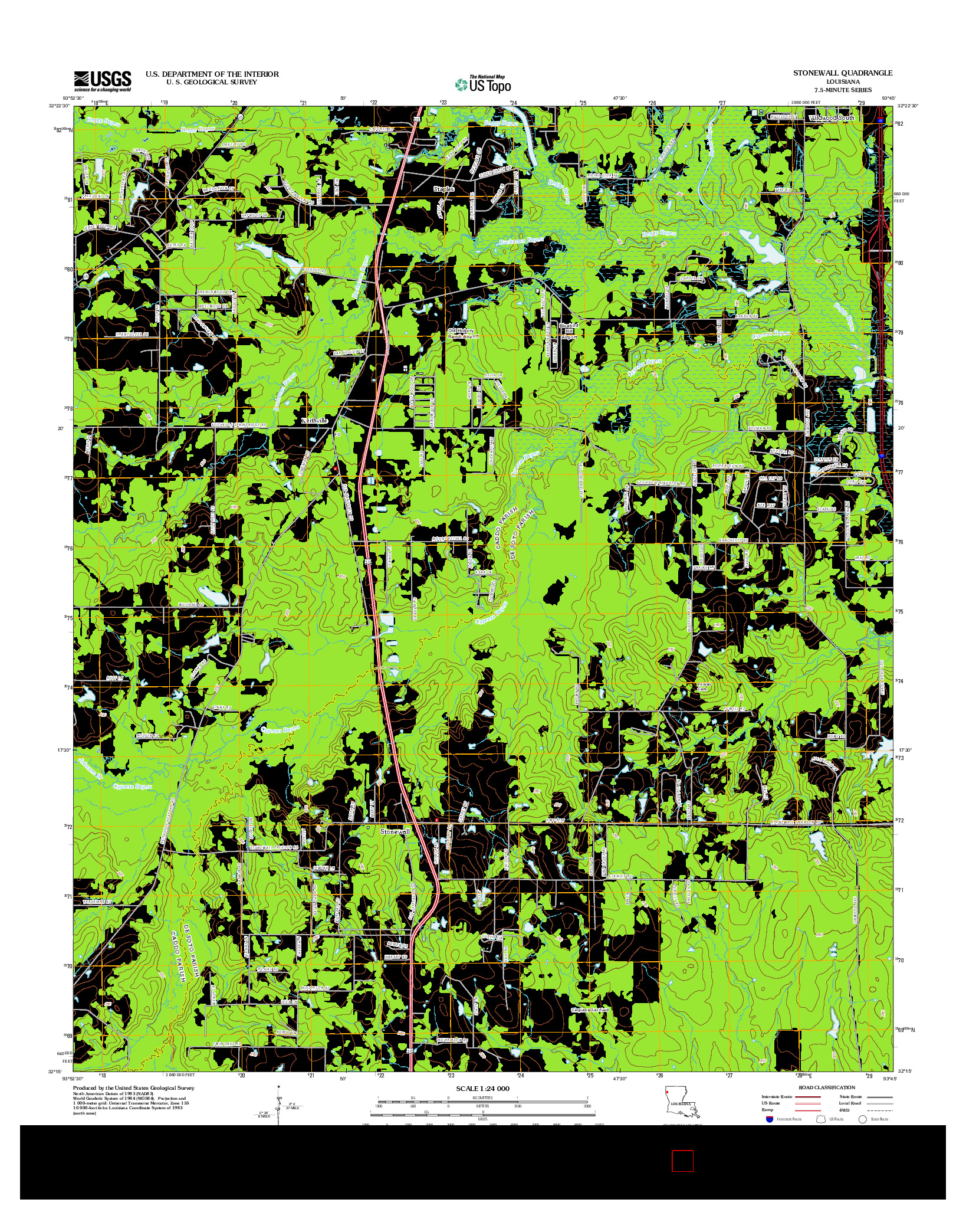 USGS US TOPO 7.5-MINUTE MAP FOR STONEWALL, LA 2012