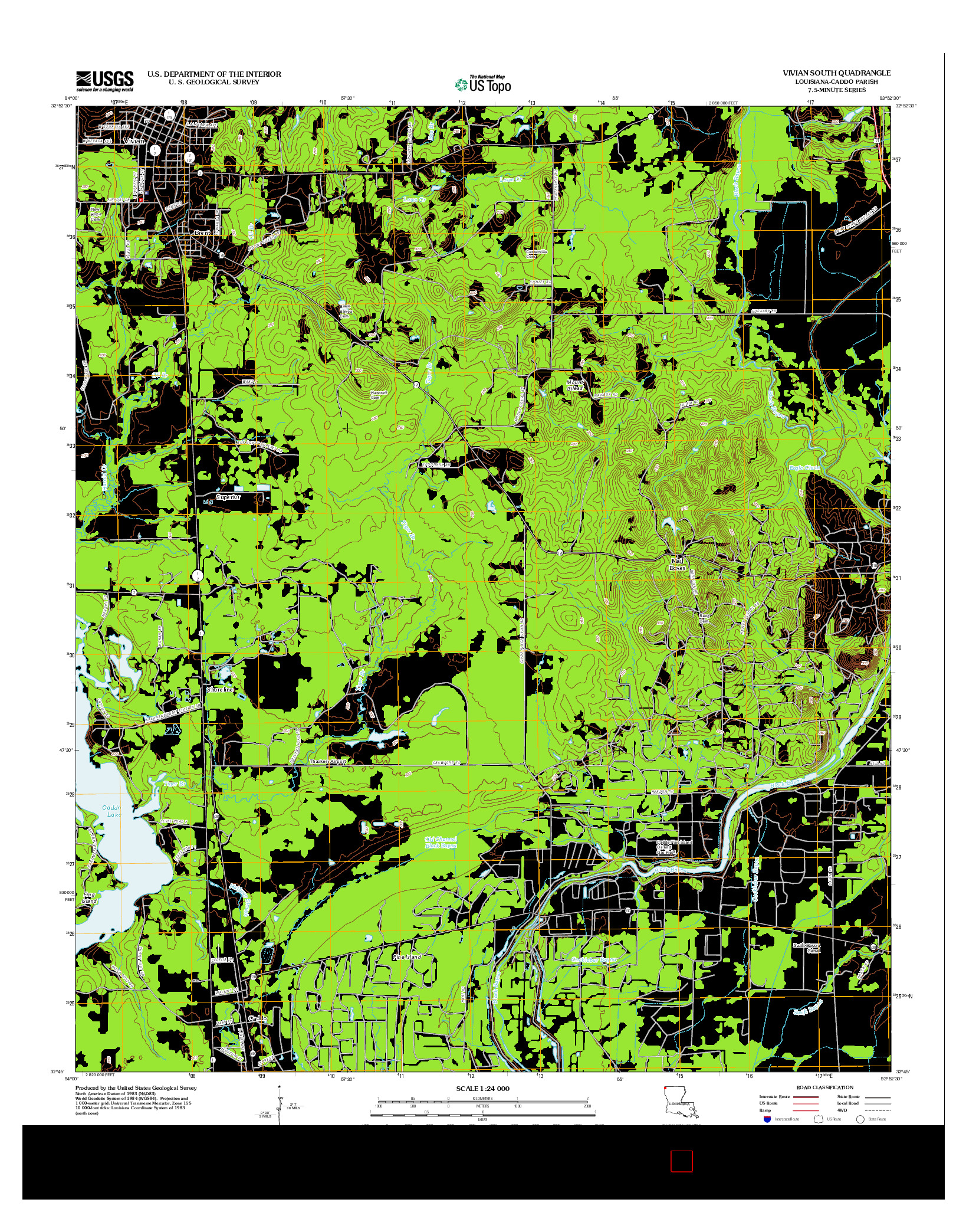 USGS US TOPO 7.5-MINUTE MAP FOR VIVIAN SOUTH, LA 2012