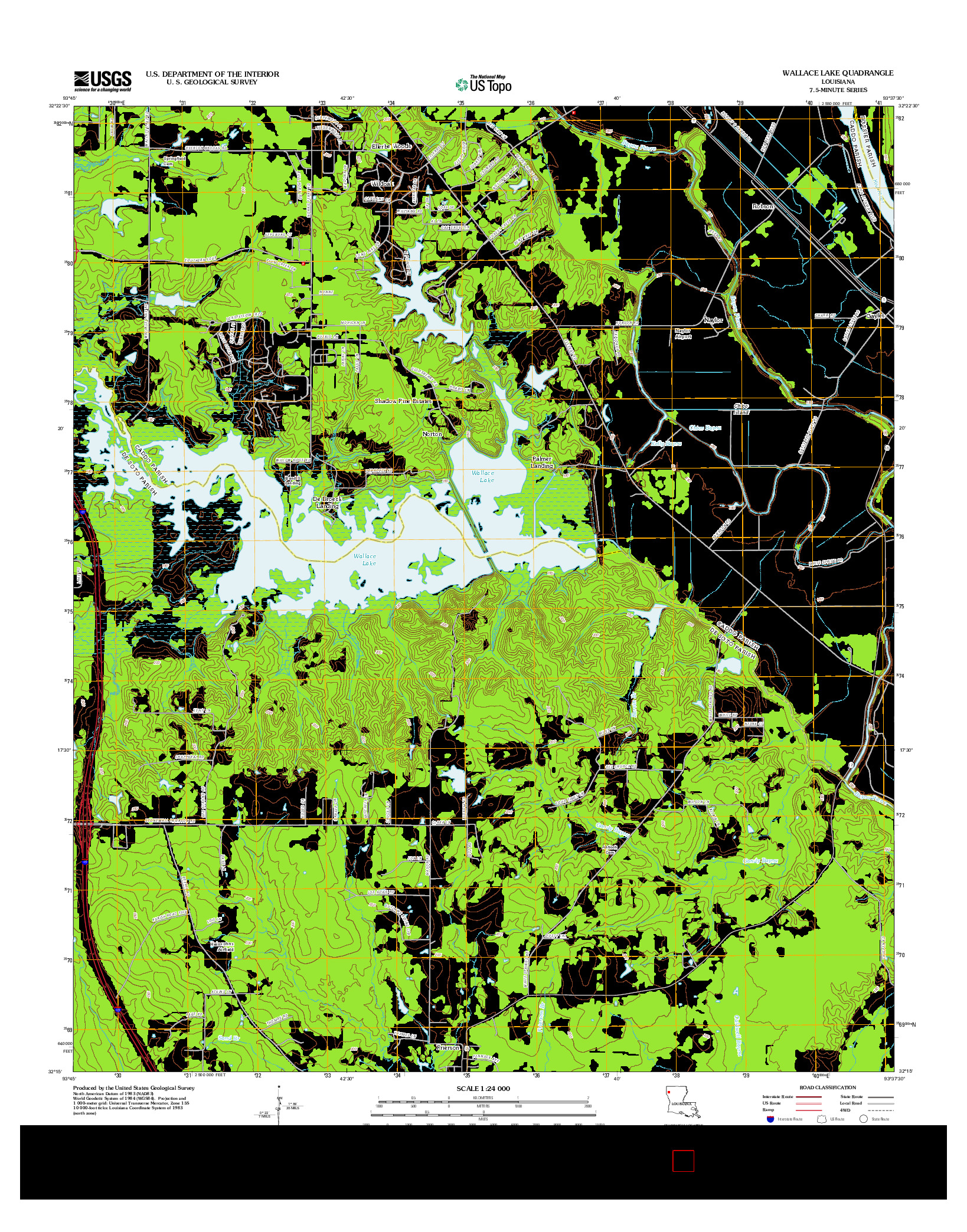 USGS US TOPO 7.5-MINUTE MAP FOR WALLACE LAKE, LA 2012