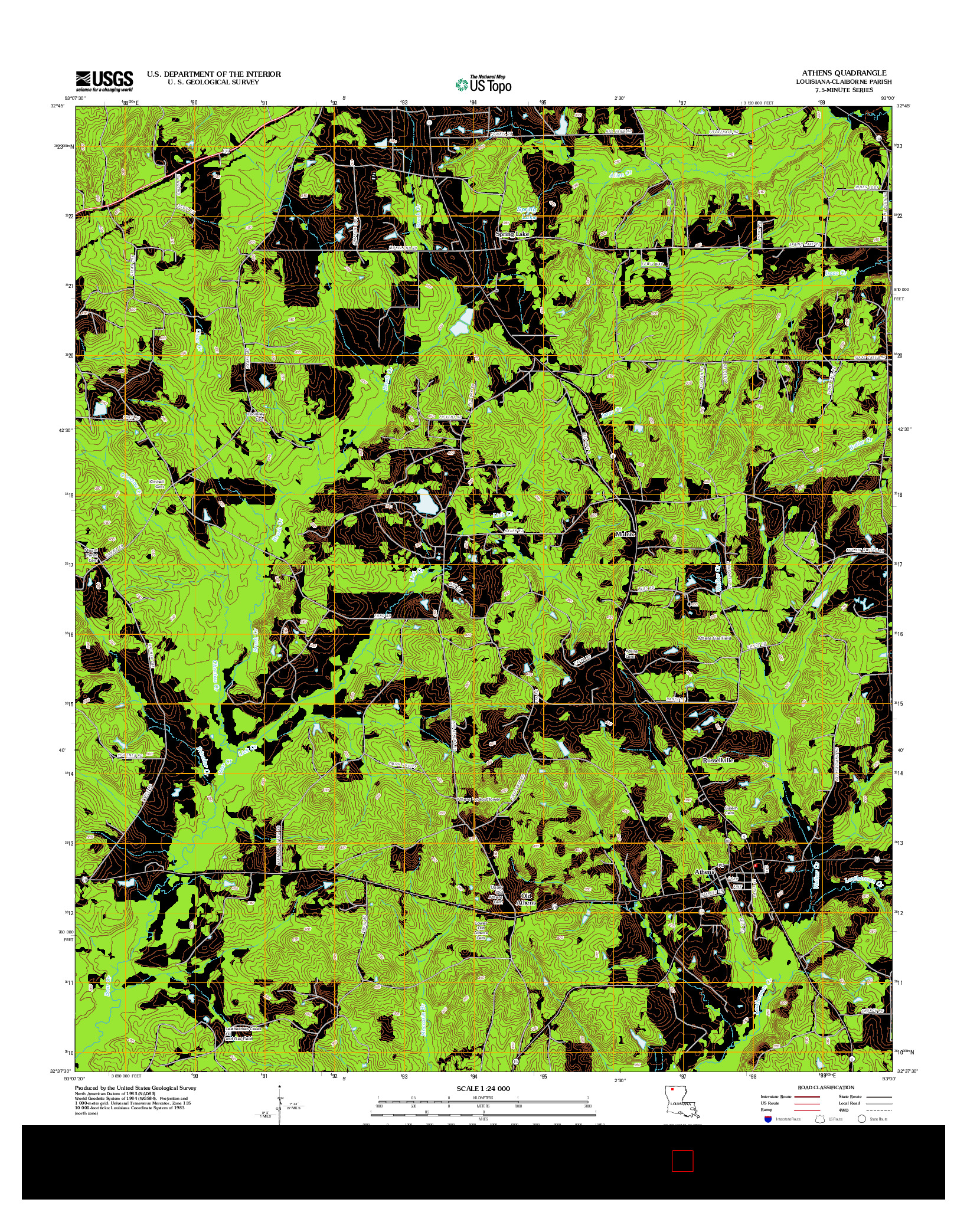 USGS US TOPO 7.5-MINUTE MAP FOR ATHENS, LA 2012