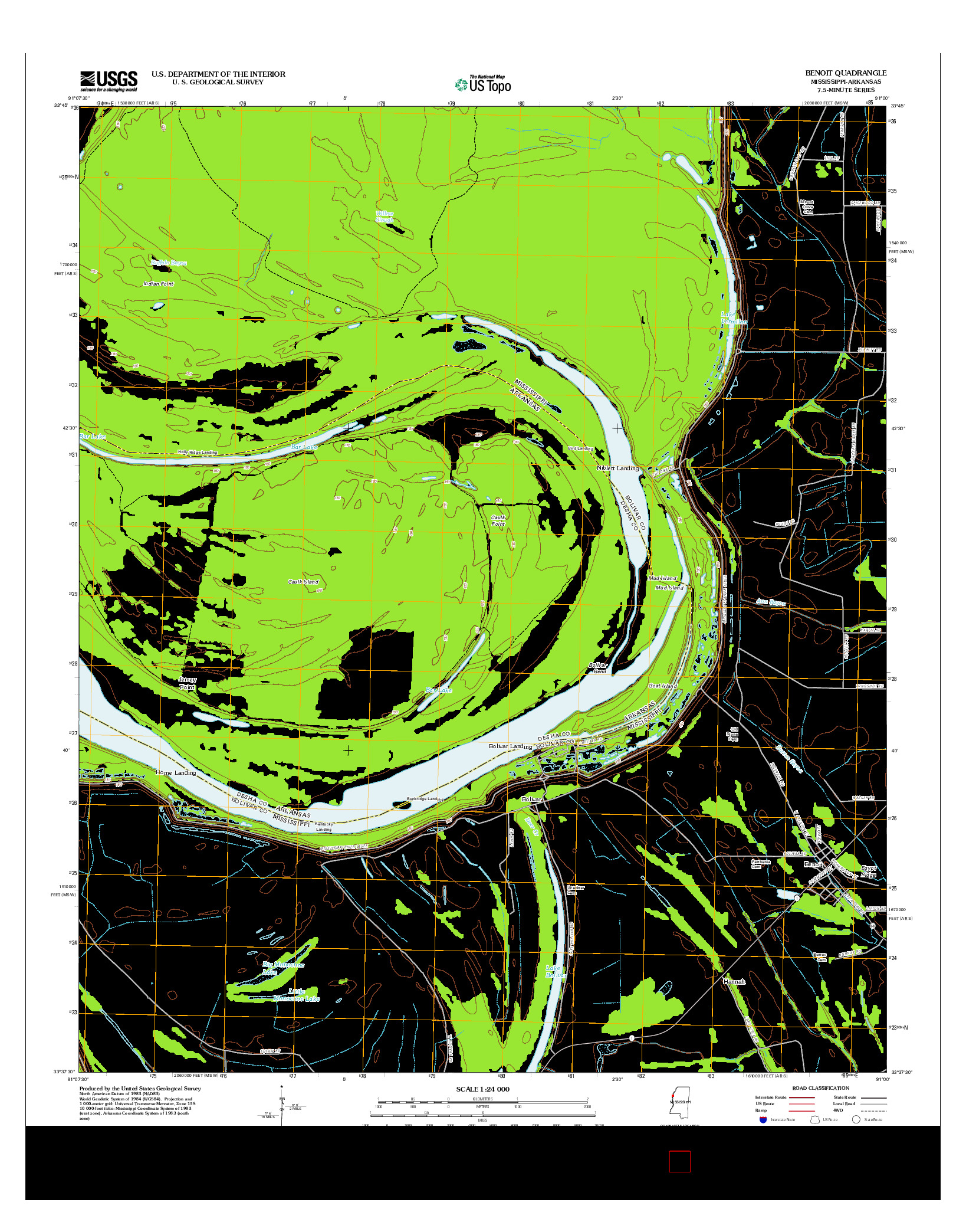 USGS US TOPO 7.5-MINUTE MAP FOR BENOIT, MS-AR 2012