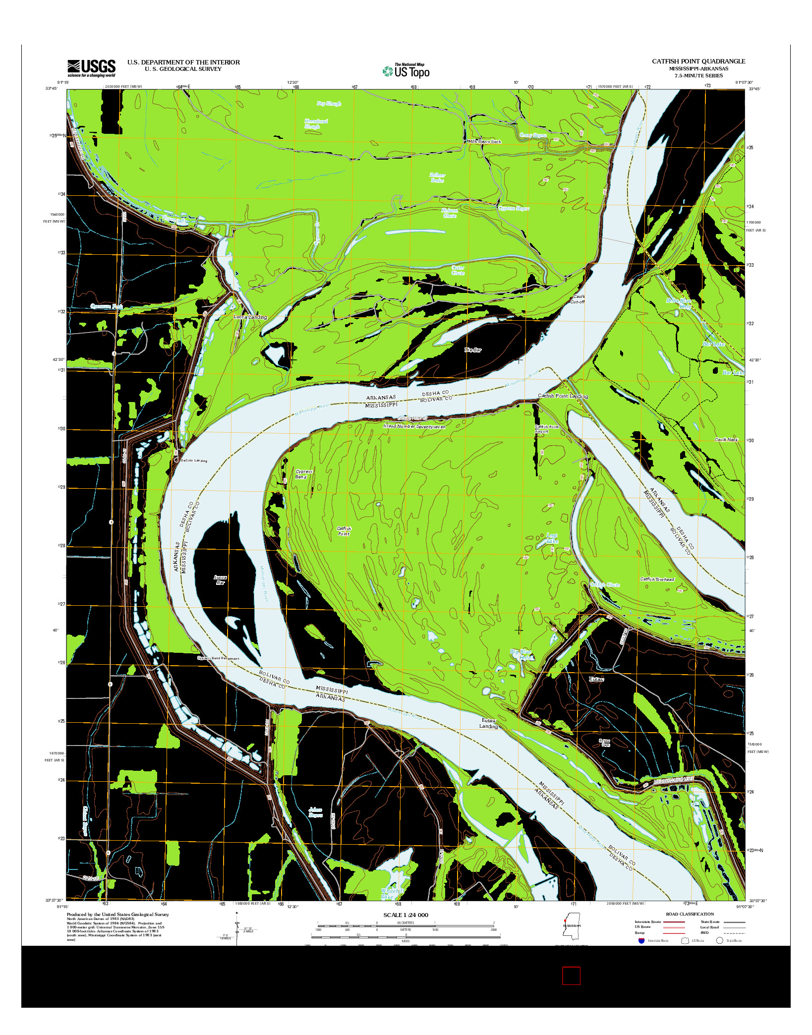 USGS US TOPO 7.5-MINUTE MAP FOR CATFISH POINT, MS-AR 2012