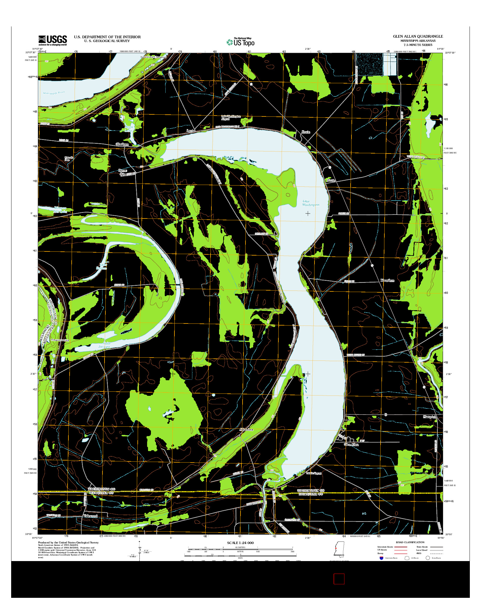 USGS US TOPO 7.5-MINUTE MAP FOR GLEN ALLAN, MS-AR 2012