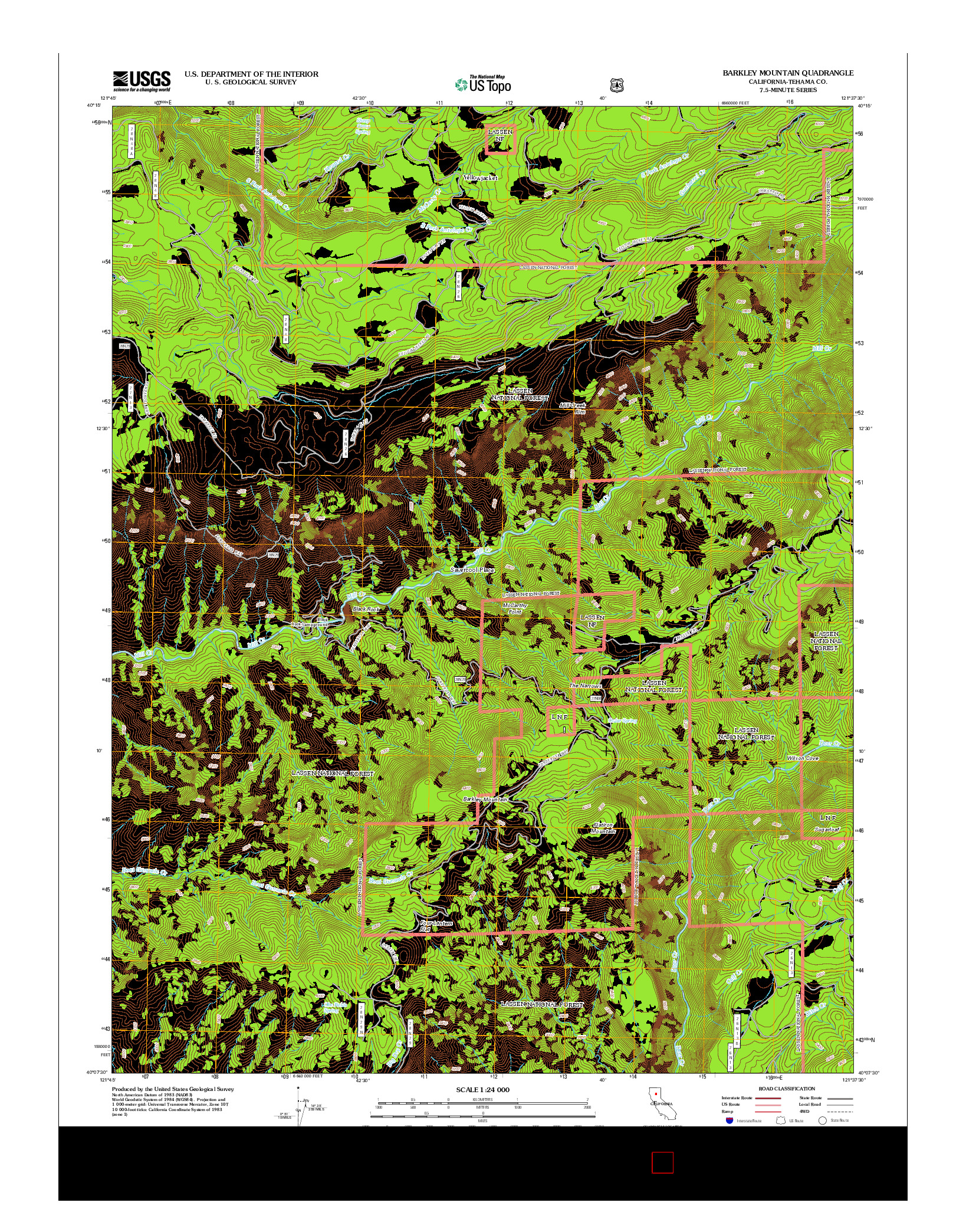 USGS US TOPO 7.5-MINUTE MAP FOR BARKLEY MOUNTAIN, CA 2012