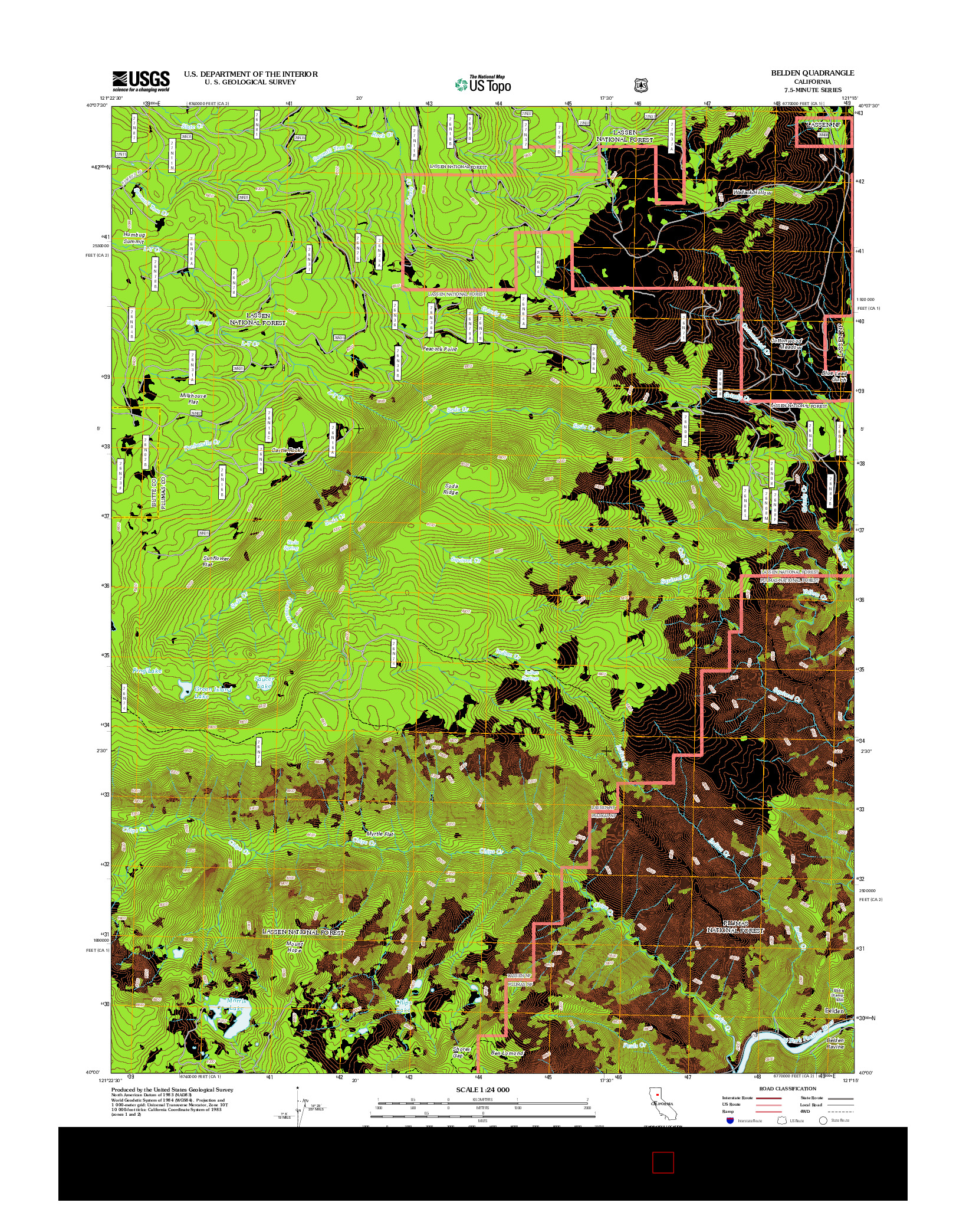 USGS US TOPO 7.5-MINUTE MAP FOR BELDEN, CA 2012