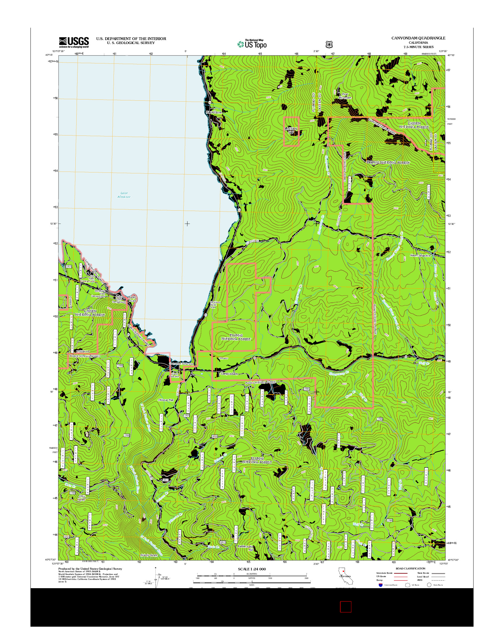 USGS US TOPO 7.5-MINUTE MAP FOR CANYONDAM, CA 2012