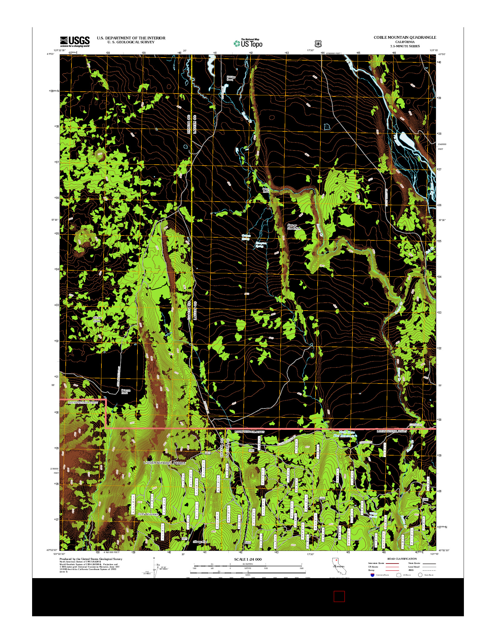 USGS US TOPO 7.5-MINUTE MAP FOR COBLE MOUNTAIN, CA 2012