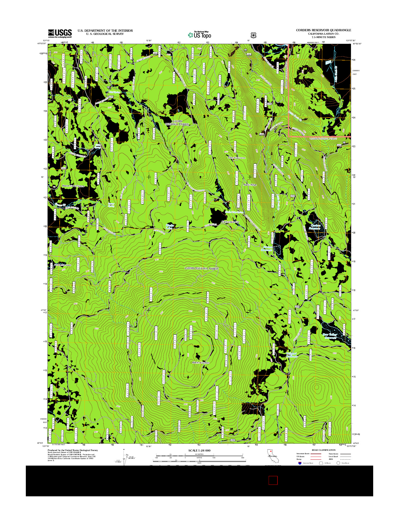 USGS US TOPO 7.5-MINUTE MAP FOR CORDERS RESERVOIR, CA 2012