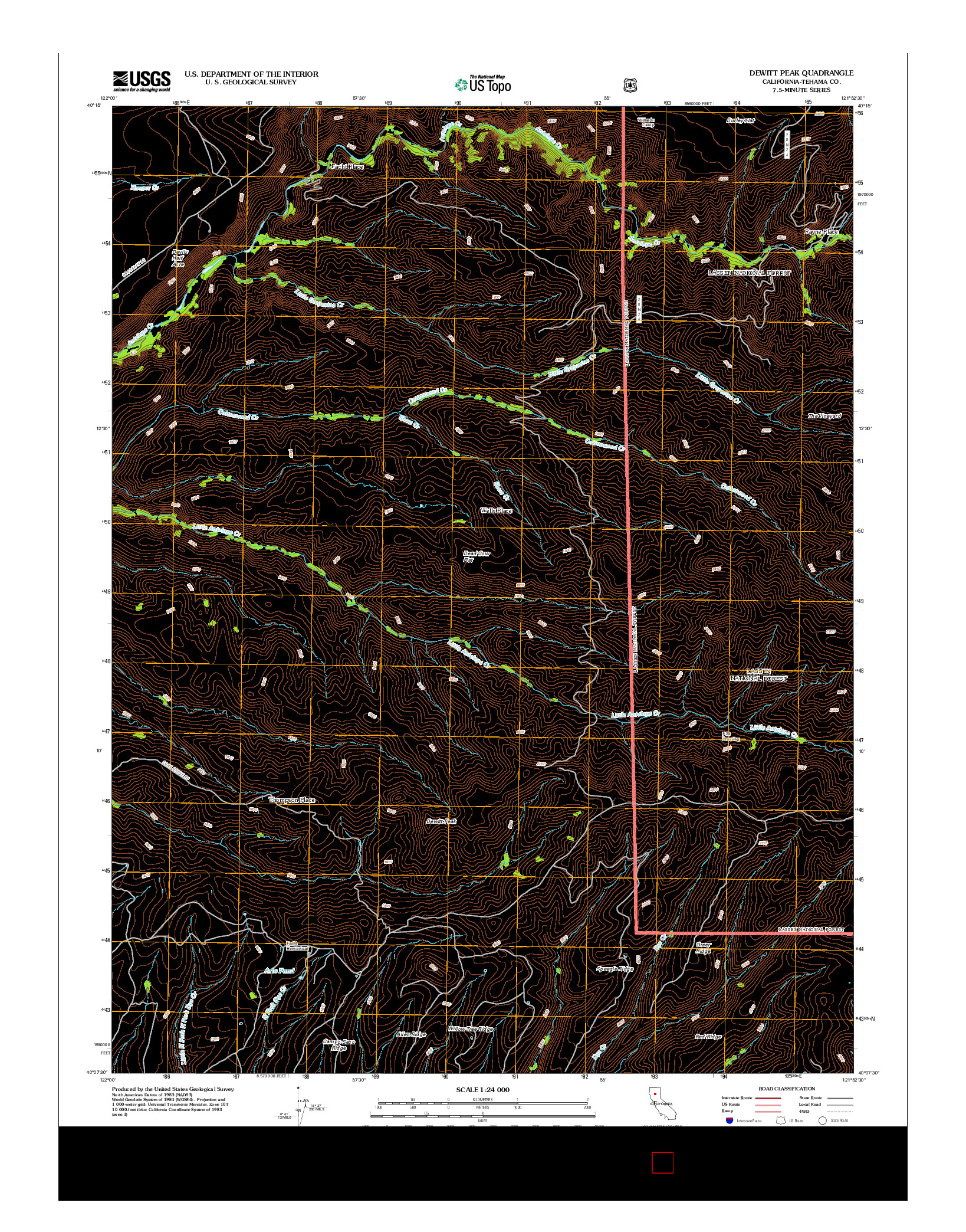 USGS US TOPO 7.5-MINUTE MAP FOR DEWITT PEAK, CA 2012