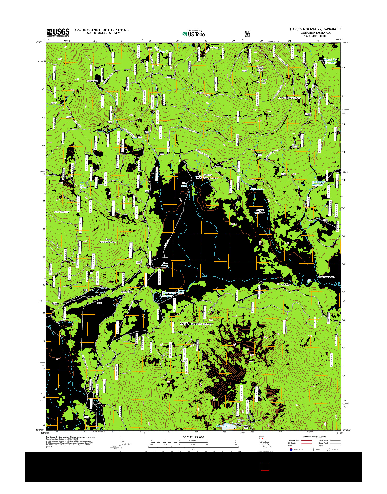 USGS US TOPO 7.5-MINUTE MAP FOR HARVEY MOUNTAIN, CA 2012