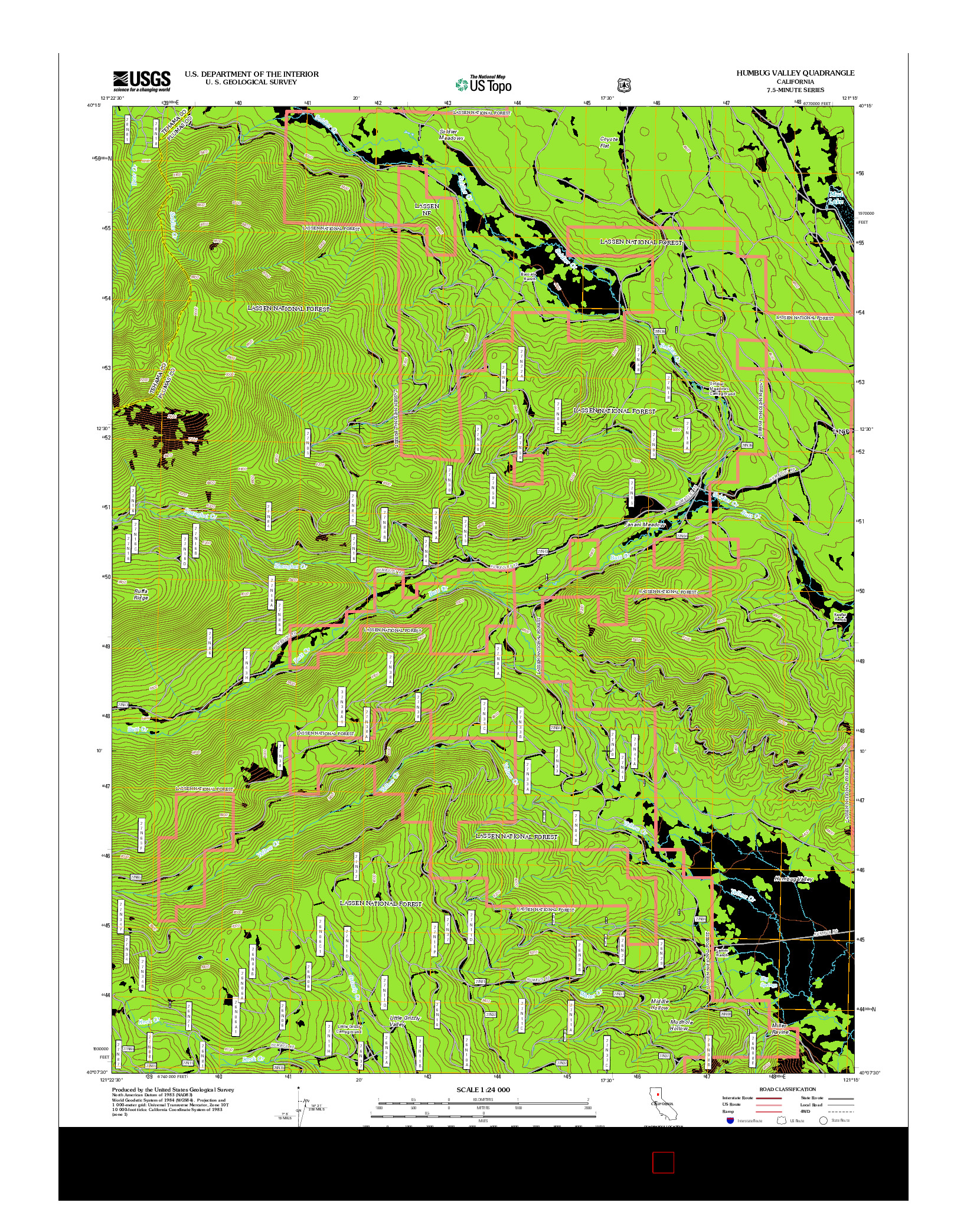 USGS US TOPO 7.5-MINUTE MAP FOR HUMBUG VALLEY, CA 2012