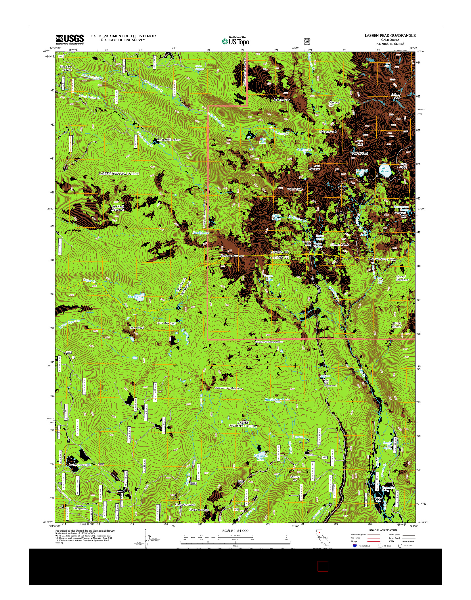 USGS US TOPO 7.5-MINUTE MAP FOR LASSEN PEAK, CA 2012
