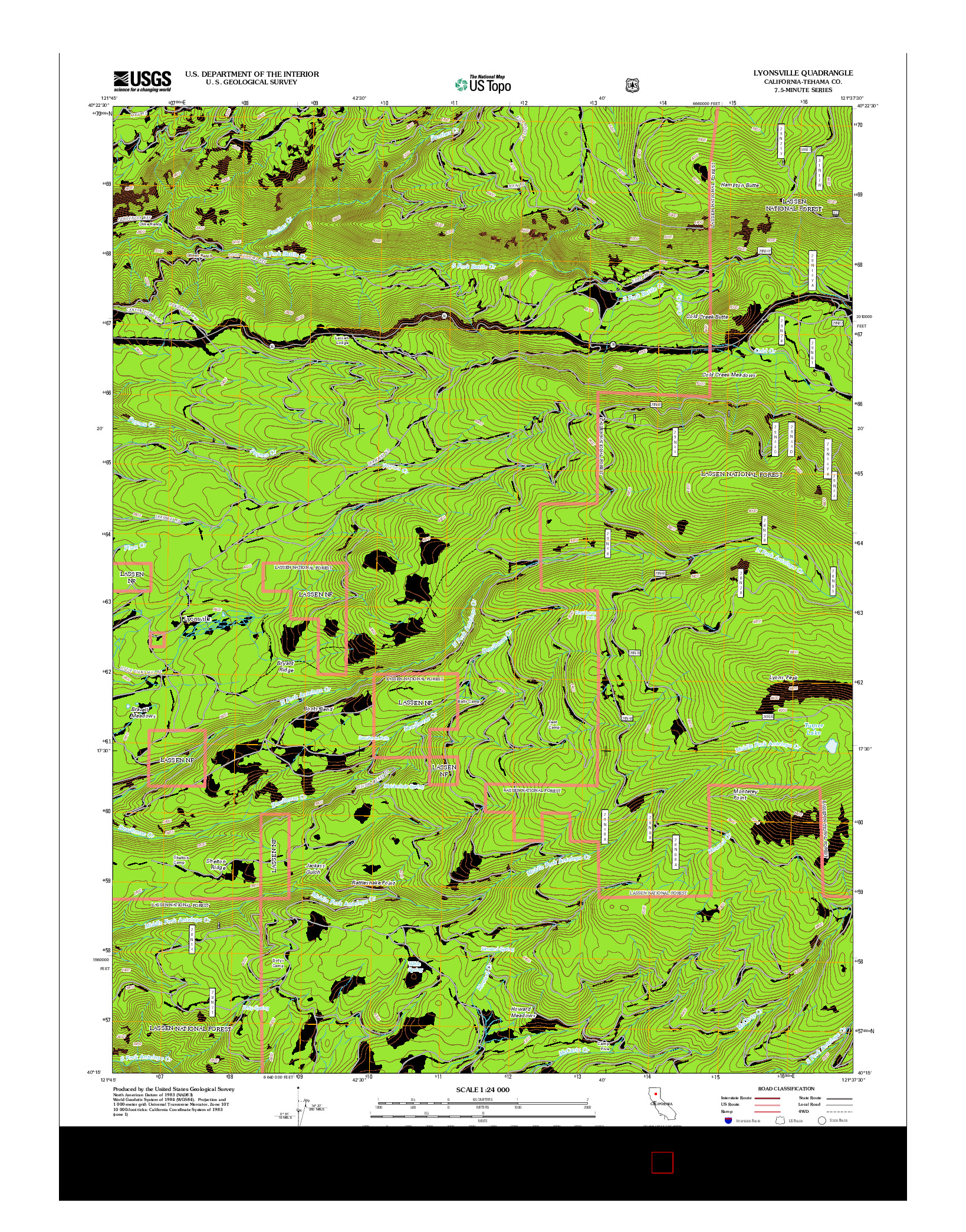 USGS US TOPO 7.5-MINUTE MAP FOR LYONSVILLE, CA 2012