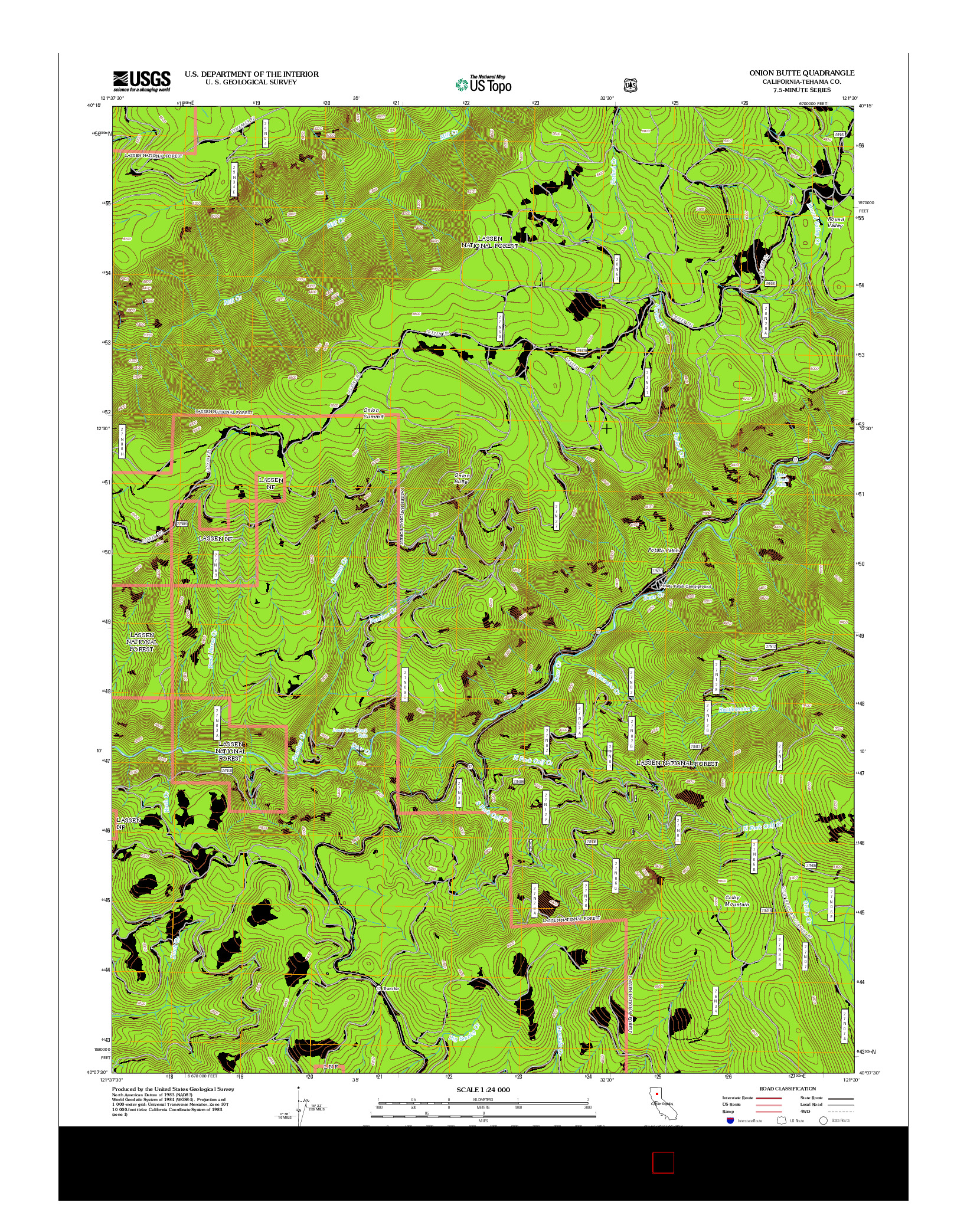 USGS US TOPO 7.5-MINUTE MAP FOR ONION BUTTE, CA 2012