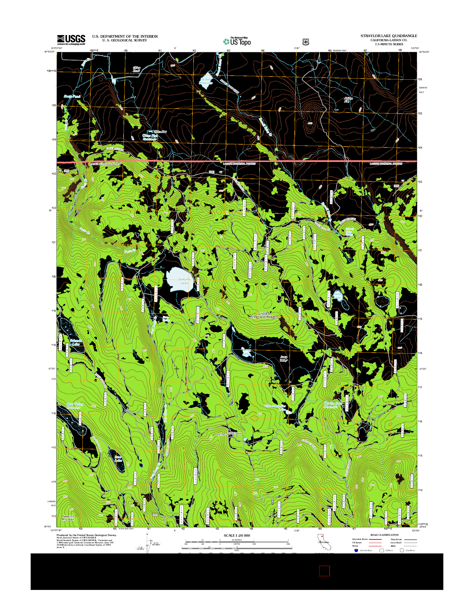 USGS US TOPO 7.5-MINUTE MAP FOR STRAYLOR LAKE, CA 2012